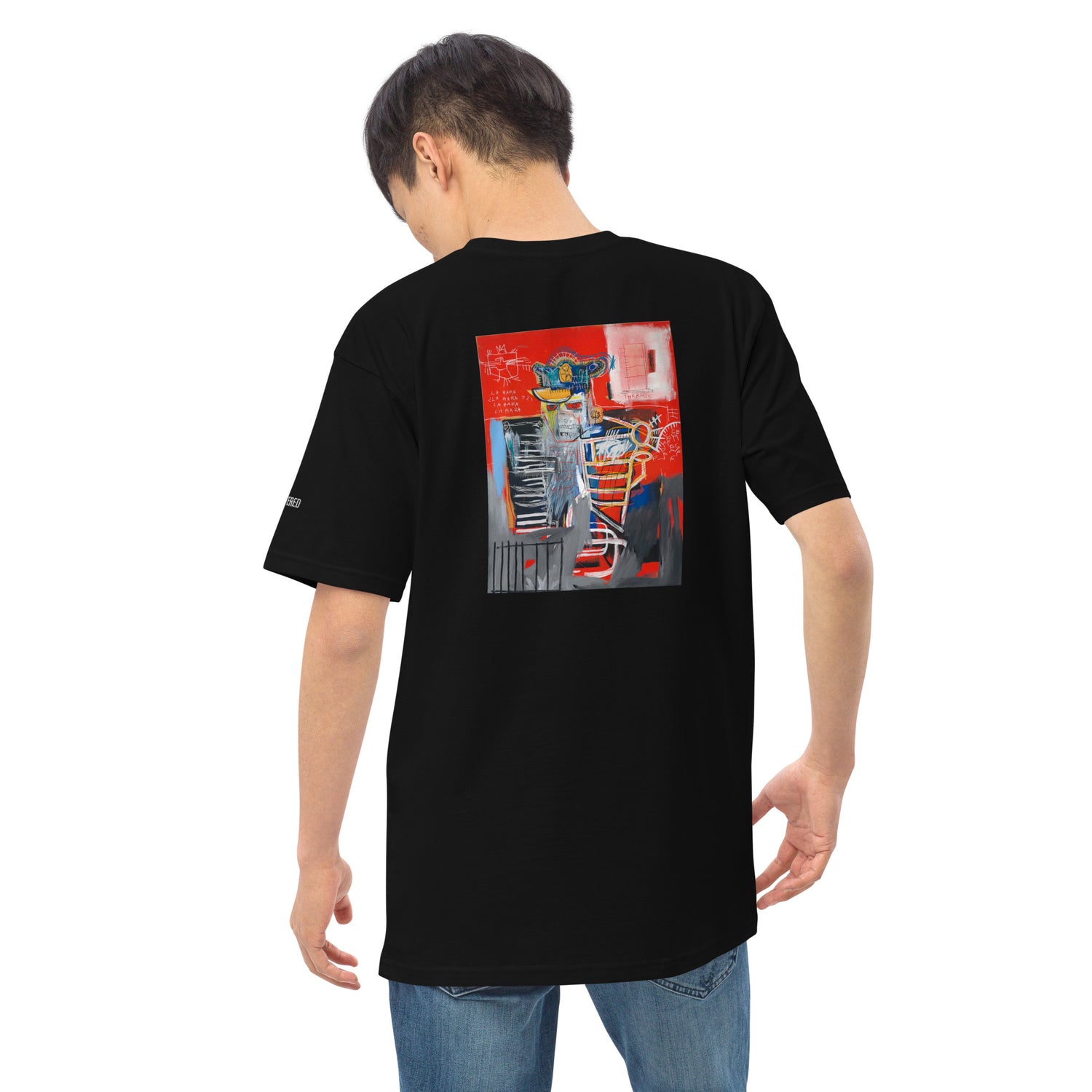 Jean-Michel Basquiat "La Hara" Artwork Embroidered + Printed Premium Black Streetwear T-shirt