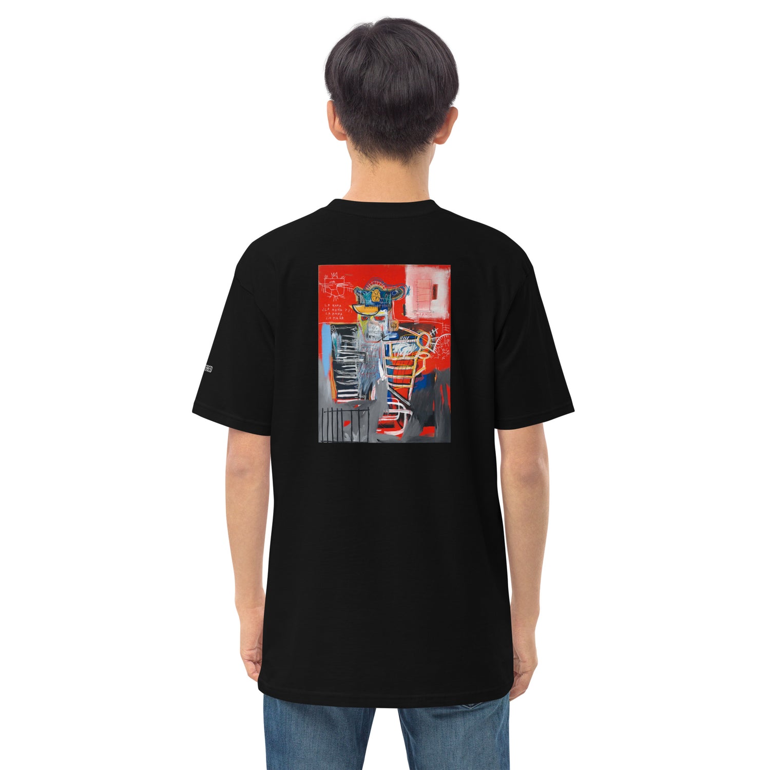 Jean-Michel Basquiat "La Hara" Artwork Embroidered + Printed Premium Black Streetwear T-shirt