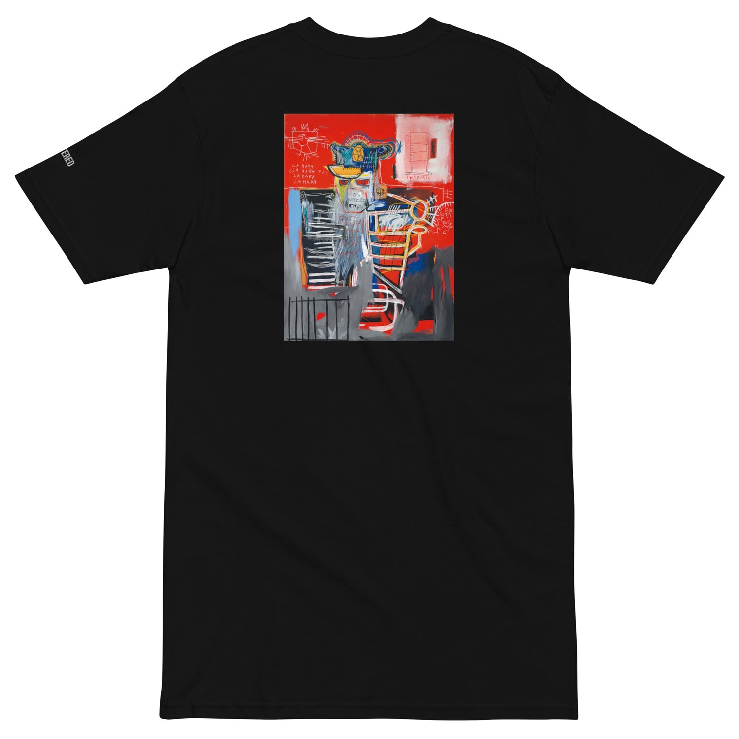 Jean-Michel Basquiat "La Hara" Artwork Embroidered + Printed Premium Black Streetwear T-shirt