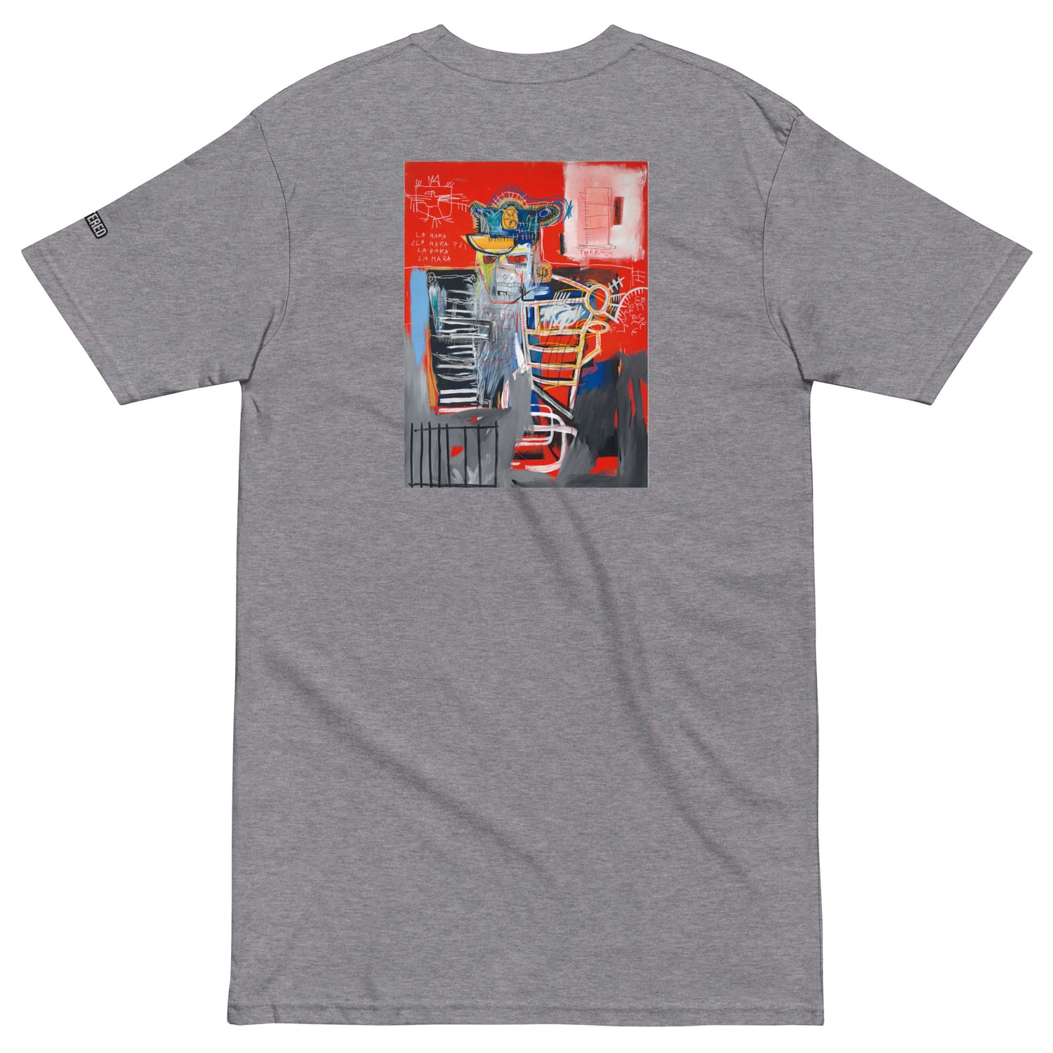Jean-Michel Basquiat "La Hara" Artwork Embroidered + Printed Premium Grey Streetwear T-shirt