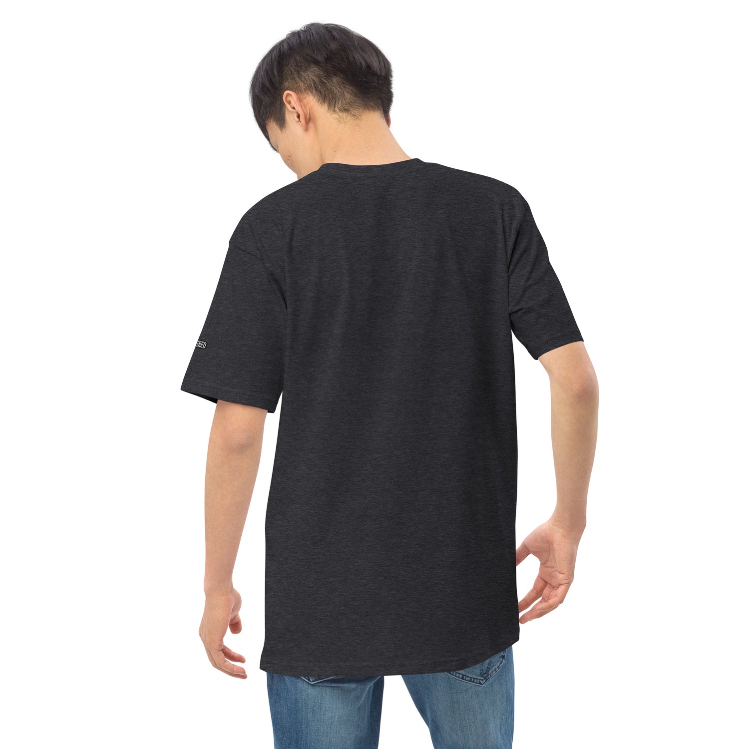 New York Apple Logo Embroidered Charcoal Grey T-Shirt Scattered Streetwear