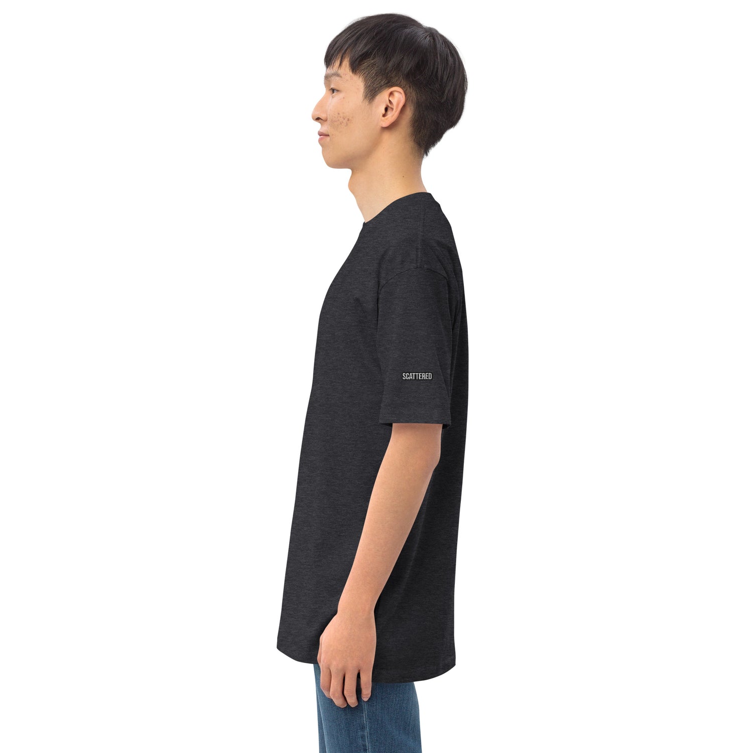 New York Apple Logo Embroidered Charcoal Grey T-Shirt Scattered Streetwear