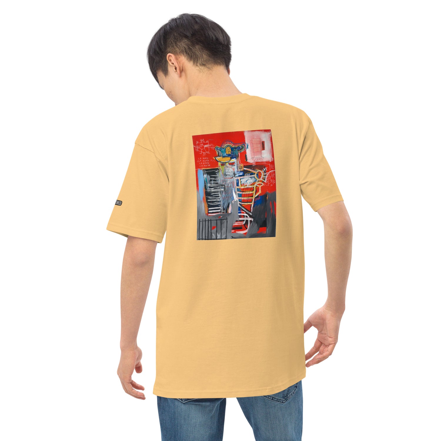 Jean-Michel Basquiat "La Hara" Artwork Embroidered + Printed Premium Yellow Streetwear T-shirt