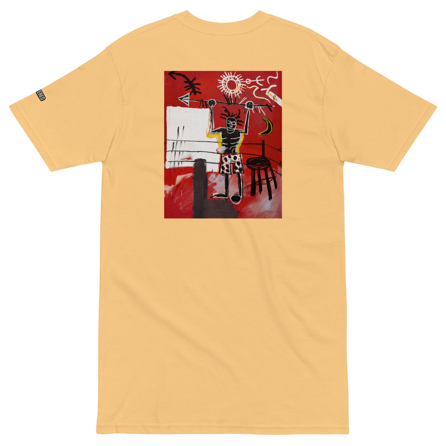 Jean-Michel Basquiat "The Ring" Artwork Embroidered + Printed Premium Yellow Streetwear T-shirt Scattered