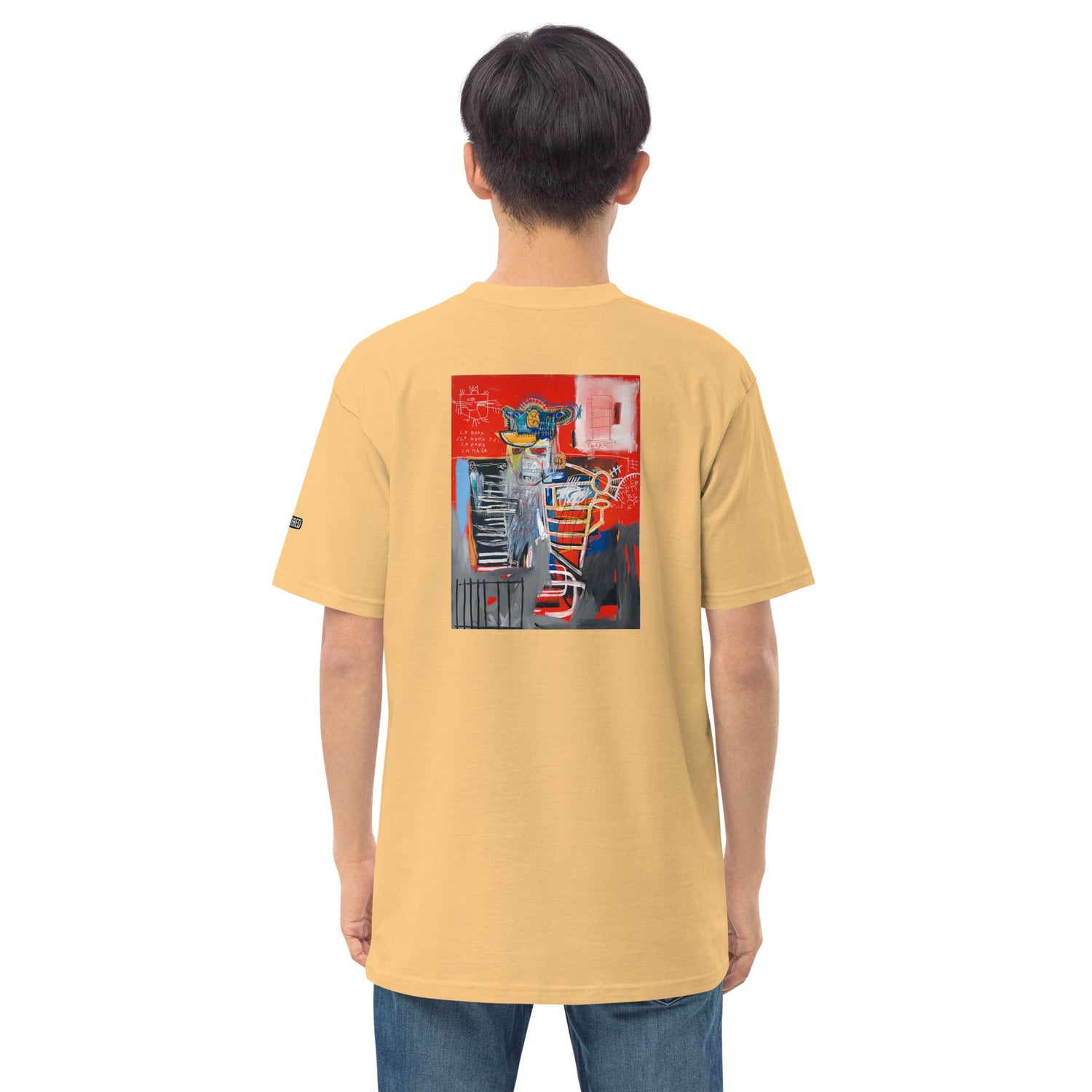 Jean-Michel Basquiat "La Hara" Artwork Embroidered + Printed Premium Yellow Streetwear T-shirt
