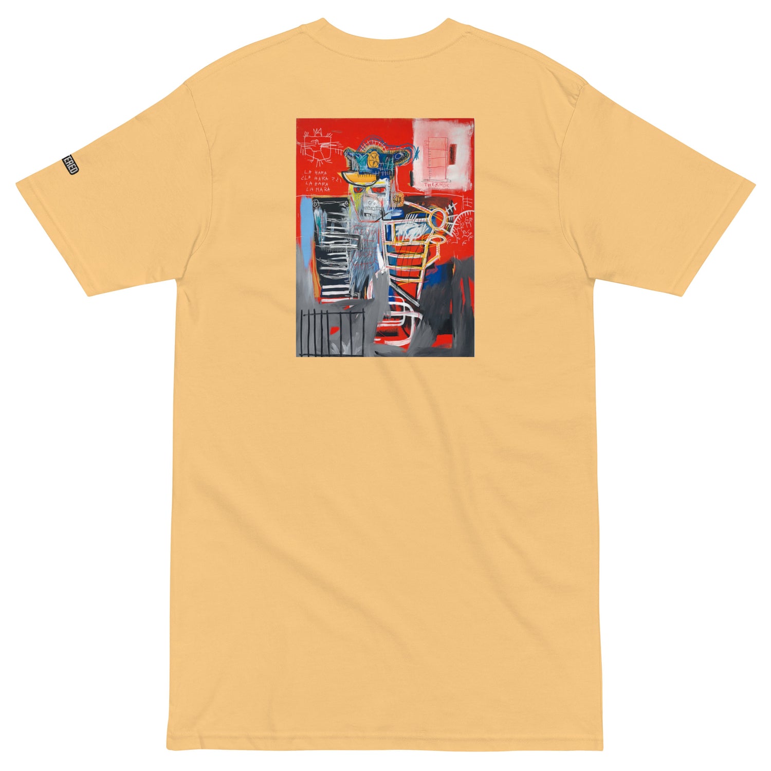 Jean-Michel Basquiat "La Hara" Artwork Embroidered + Printed Premium Yellow Streetwear T-shirt