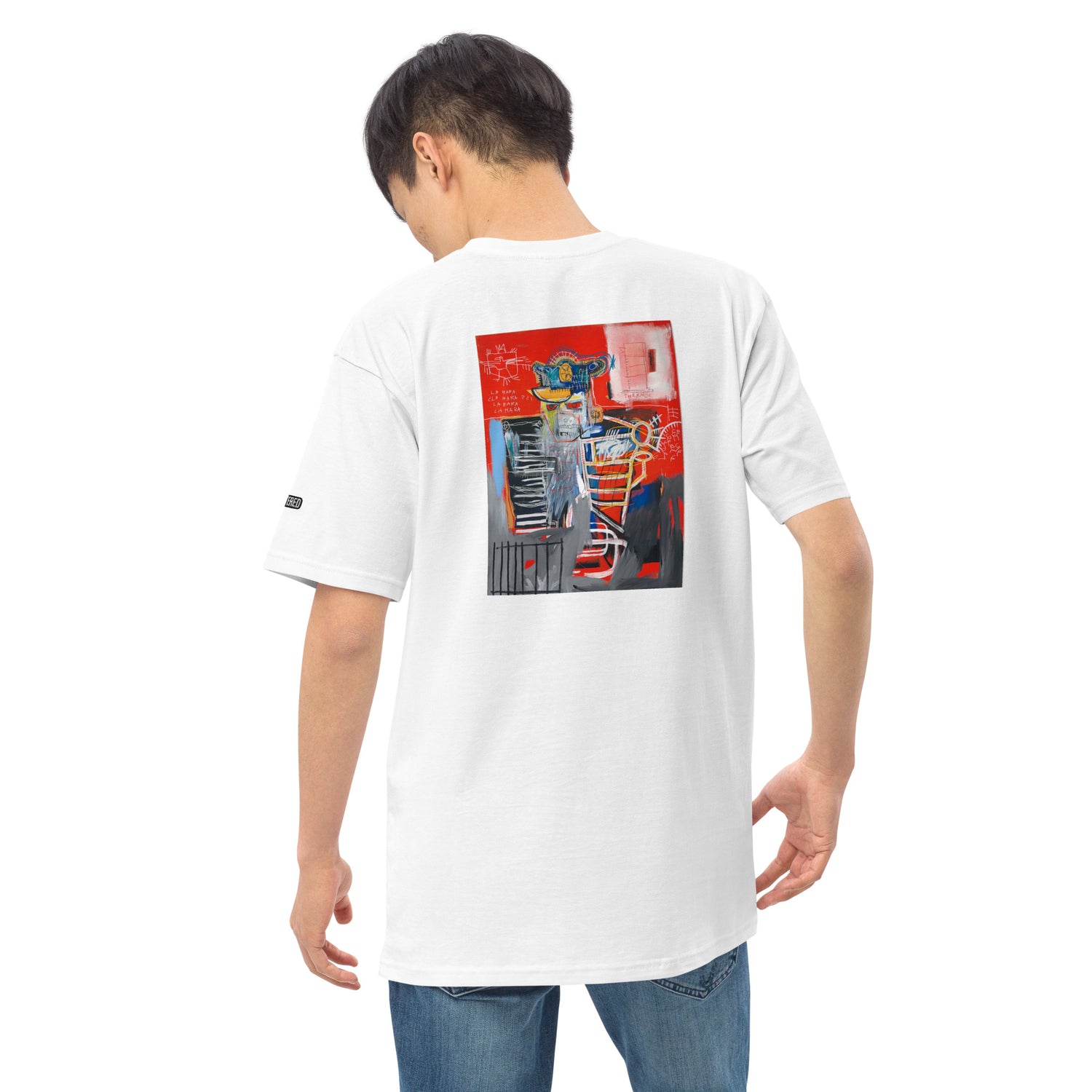 Jean-Michel Basquiat "La Hara" Artwork Embroidered + Printed Premium White Streetwear T-shirt