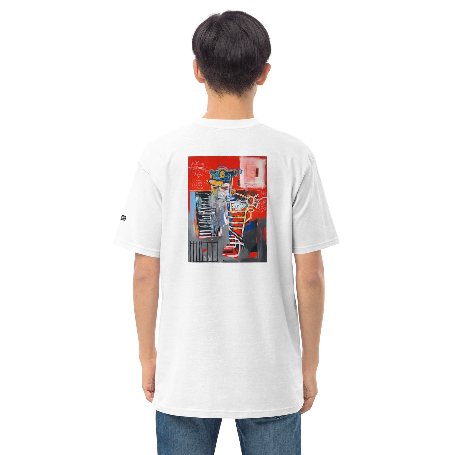 Jean-Michel Basquiat "La Hara" Artwork Embroidered + Printed Premium White Streetwear T-shirt