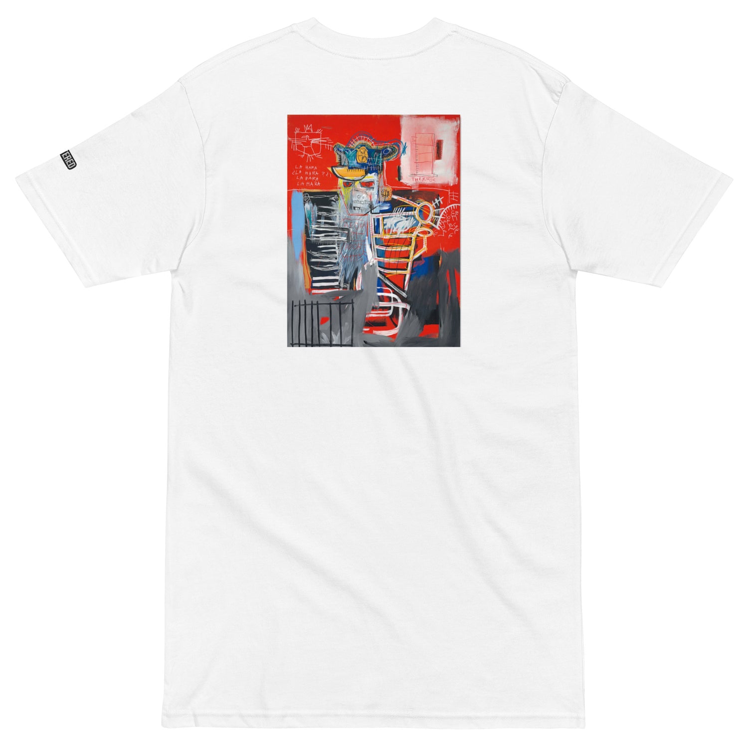 Jean-Michel Basquiat "La Hara" Artwork Embroidered + Printed Premium White Streetwear T-shirt
