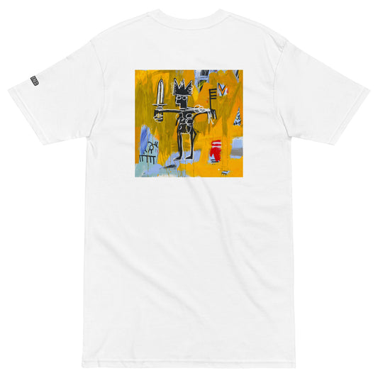 Jean-Michel Basquiat "Julius Caesar on Gold" Artwork Printed Premium White Streetwear Crewneck T-shirt Scattered 