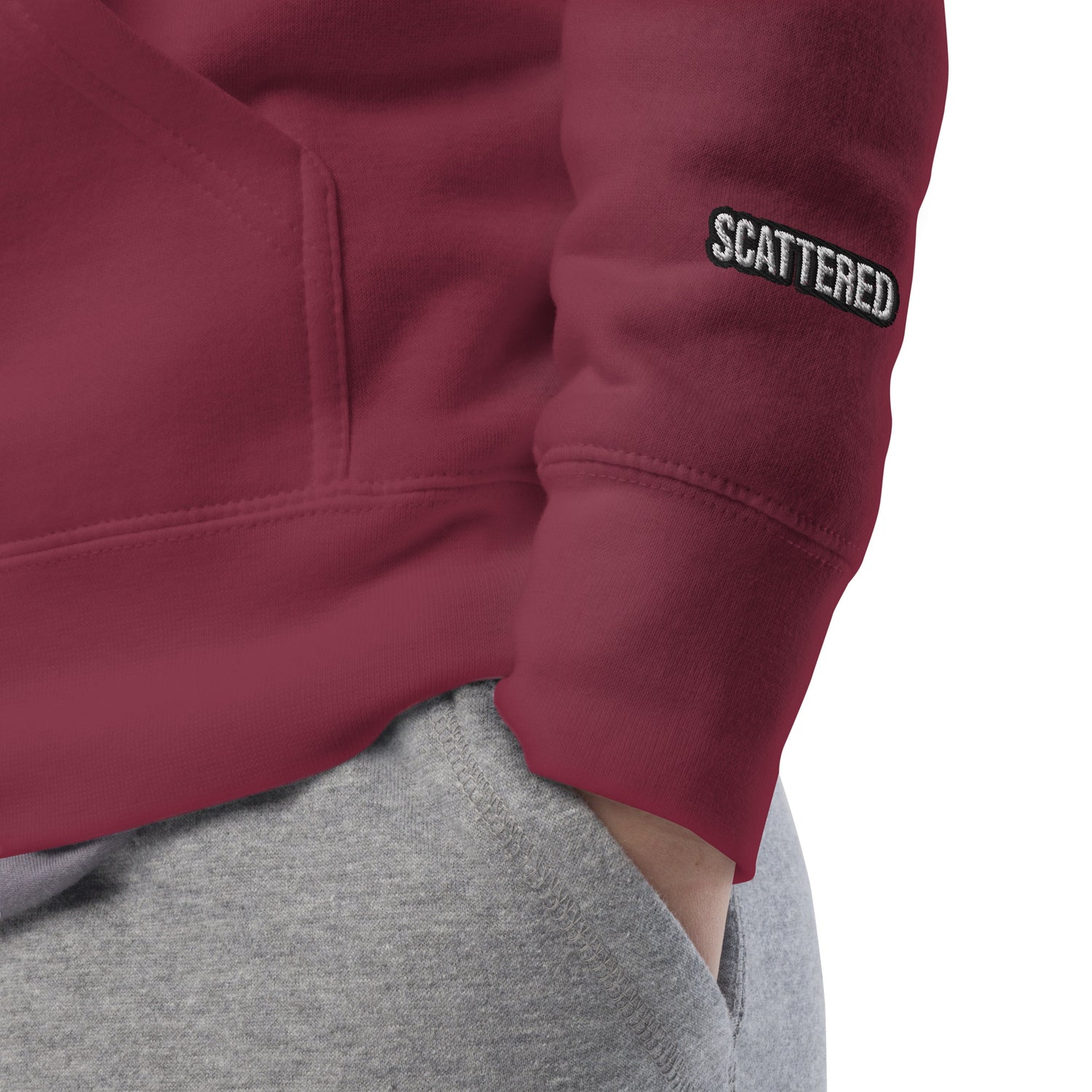 New York Apple Logo Embroidered Burgundy Streetwear Hoodie Sweatshirt | Scattered