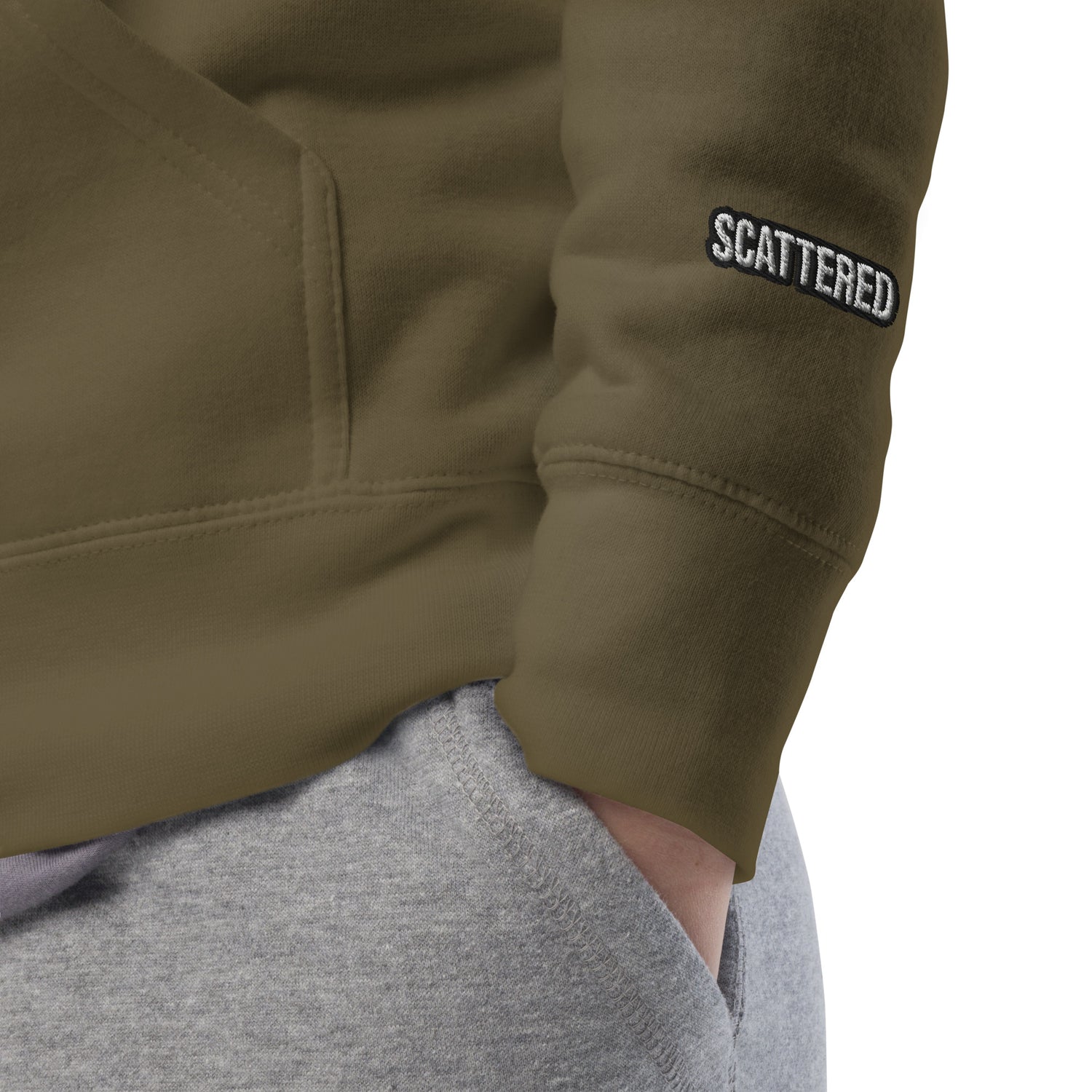 New York Apple Logo Embroidered Olive Green Streetwear Hoodie Sweatshirt | Scattered