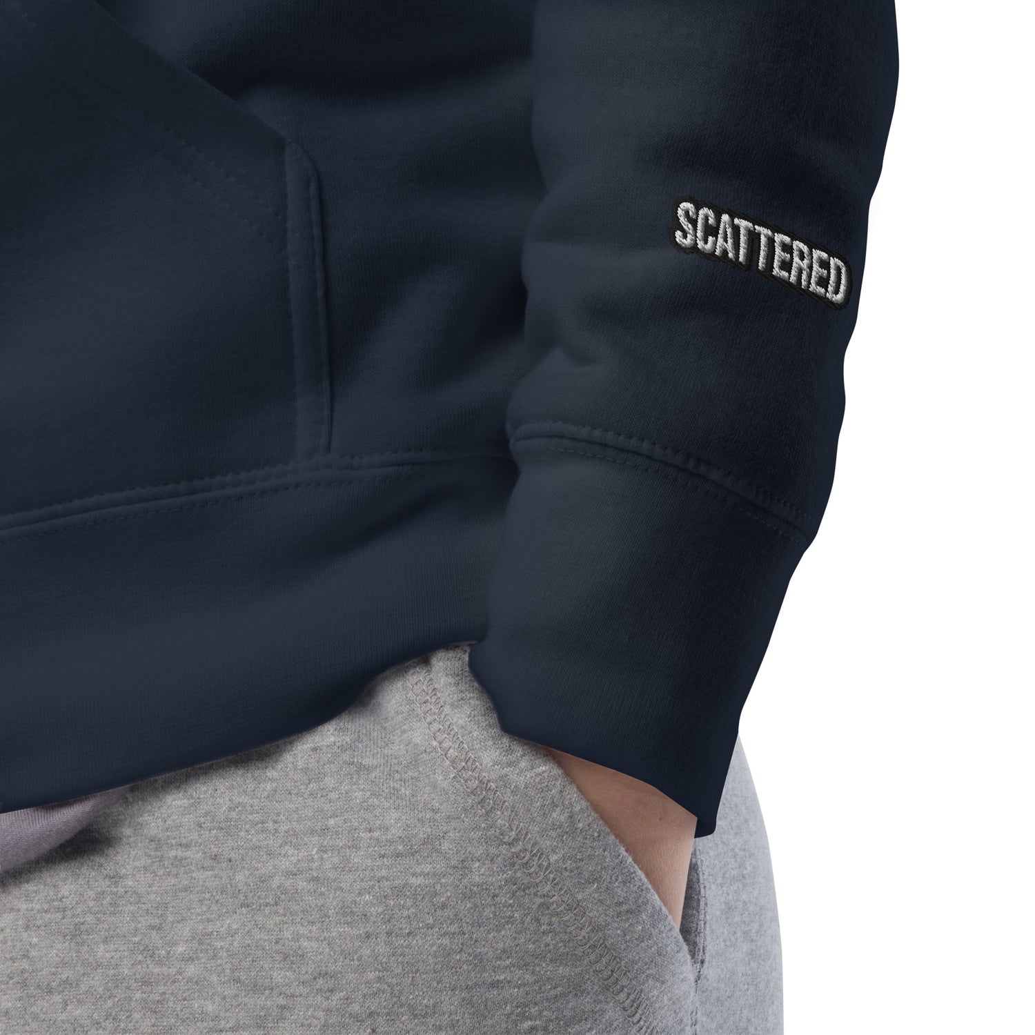 New York Apple Logo Embroidered Navy Blue Streetwear Hoodie Sweatshirt | Scattered