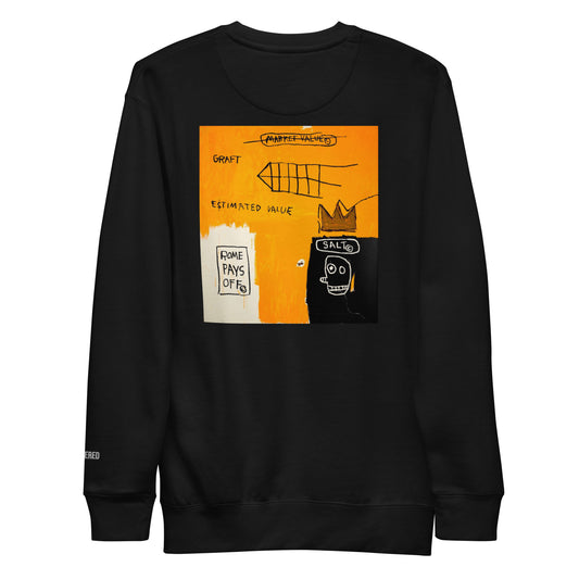 Jean-Michel Basquiat "Rome Pays Off" Artwork Premium Crewneck Sweatshirt