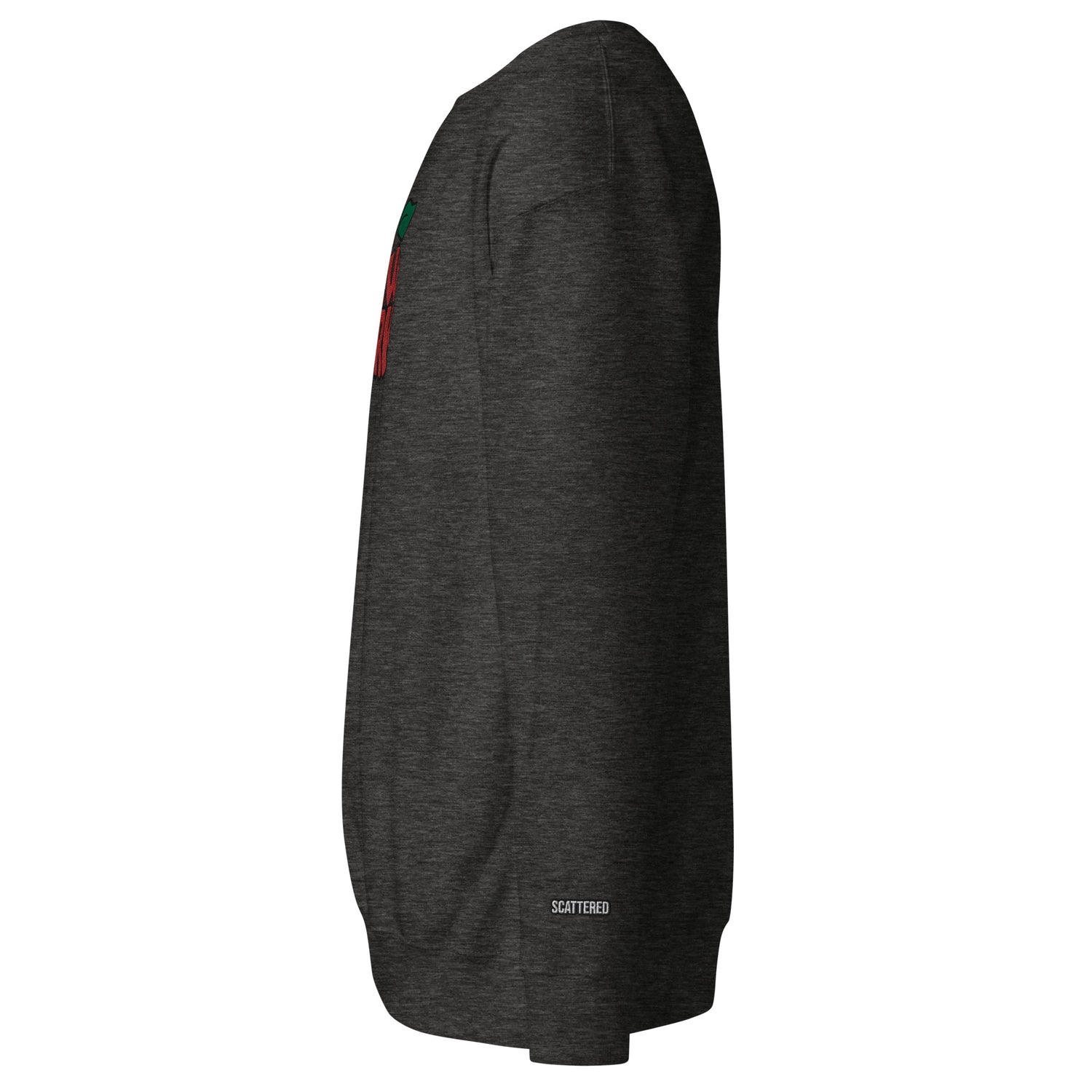 New York Apple Logo Embroidered Charcoal Grey Crewneck Sweatshirt Scattered Streetwear