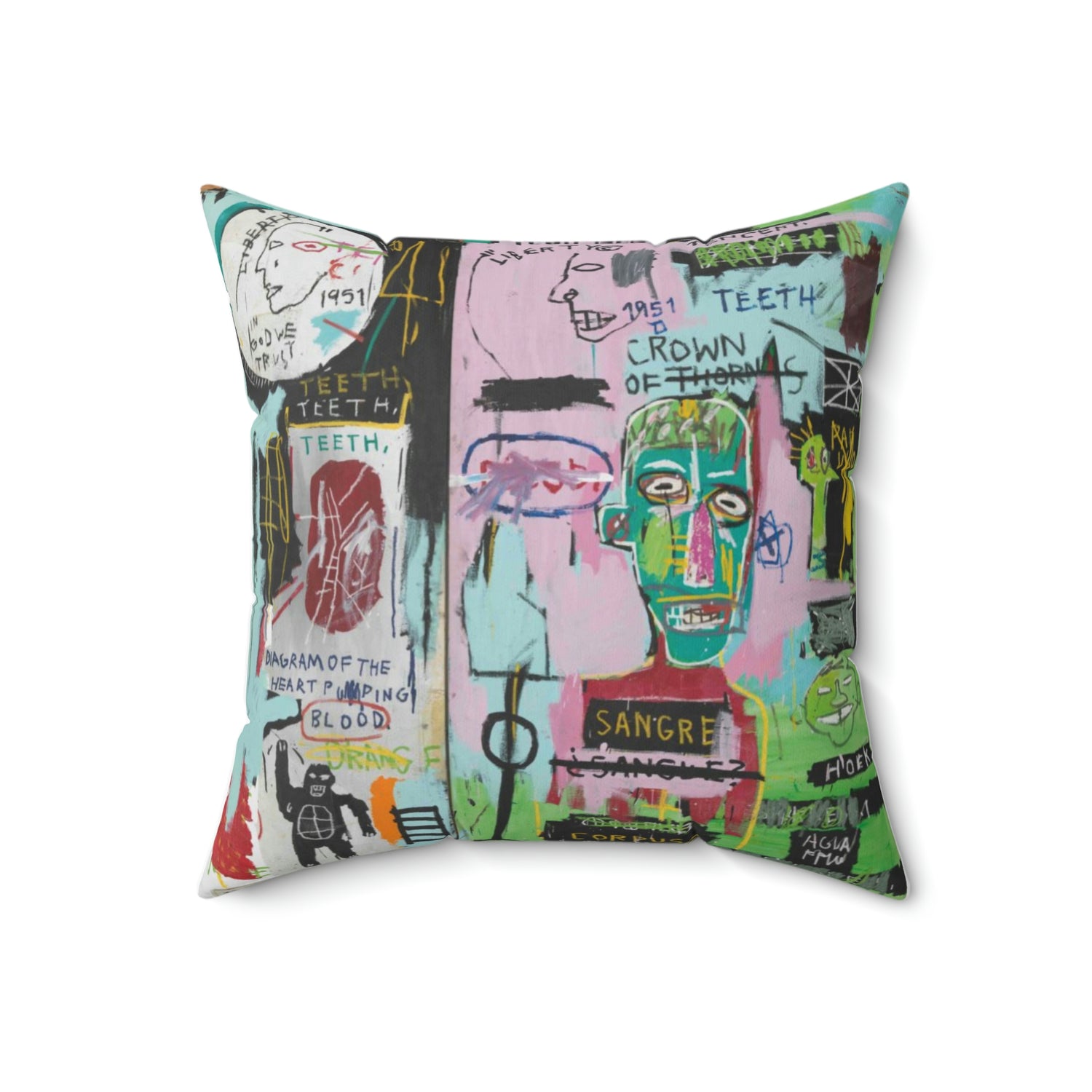 Jean-Michel Basquiat "In Italian" Artwork Square Throw Pillow