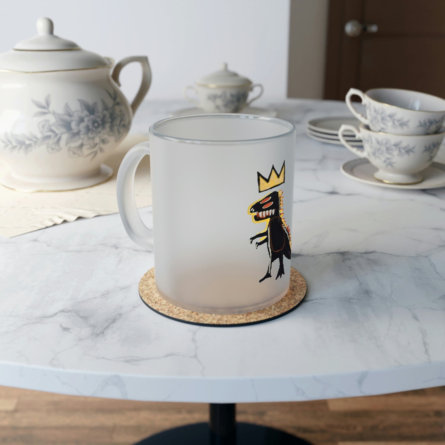 Jean-Michel Basquiat "Dinosaur" Frosted Glass Mug