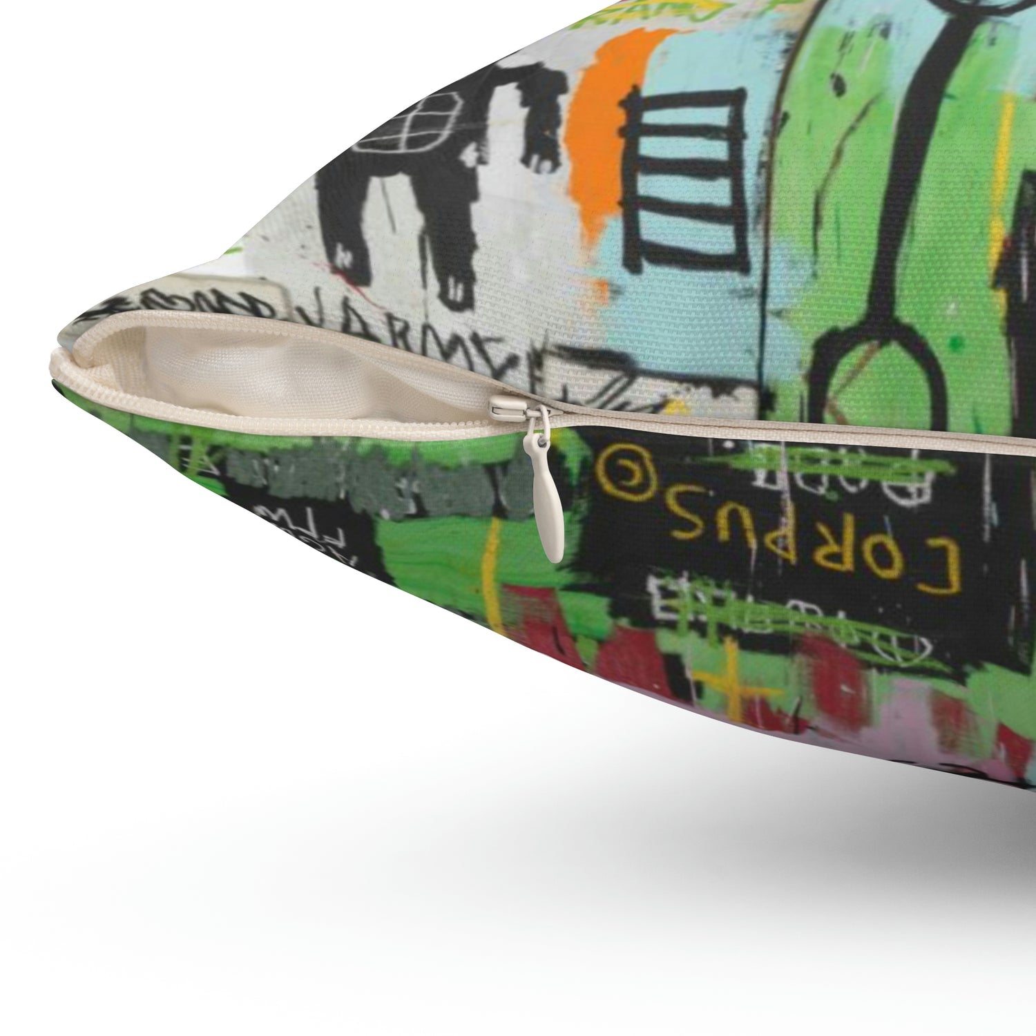 Jean-Michel Basquiat "In Italian" Artwork Square Throw Pillow