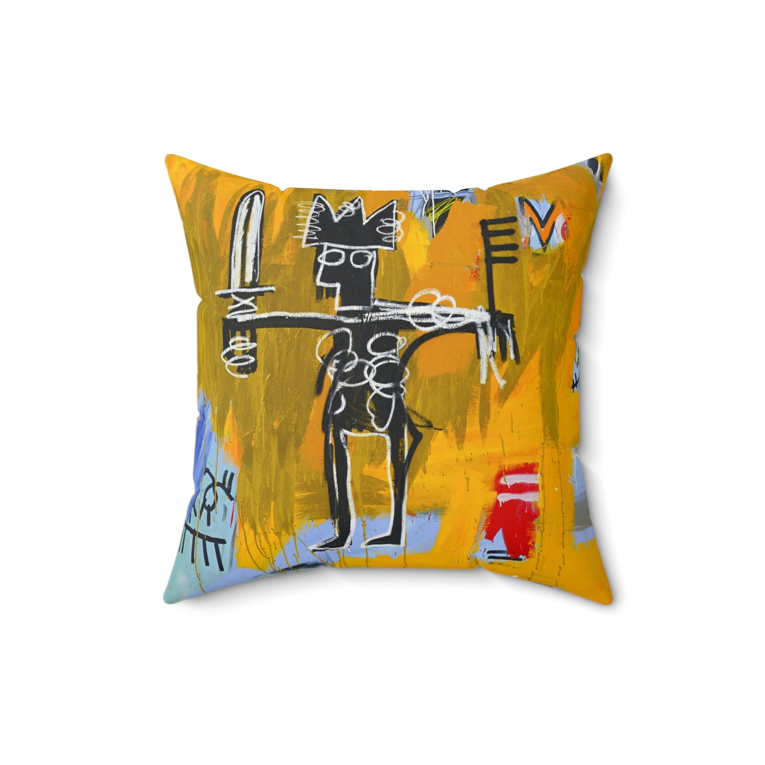 Jean-Michel Basquiat "Julius Caesar on Gold" Artwork Square Throw Pillow