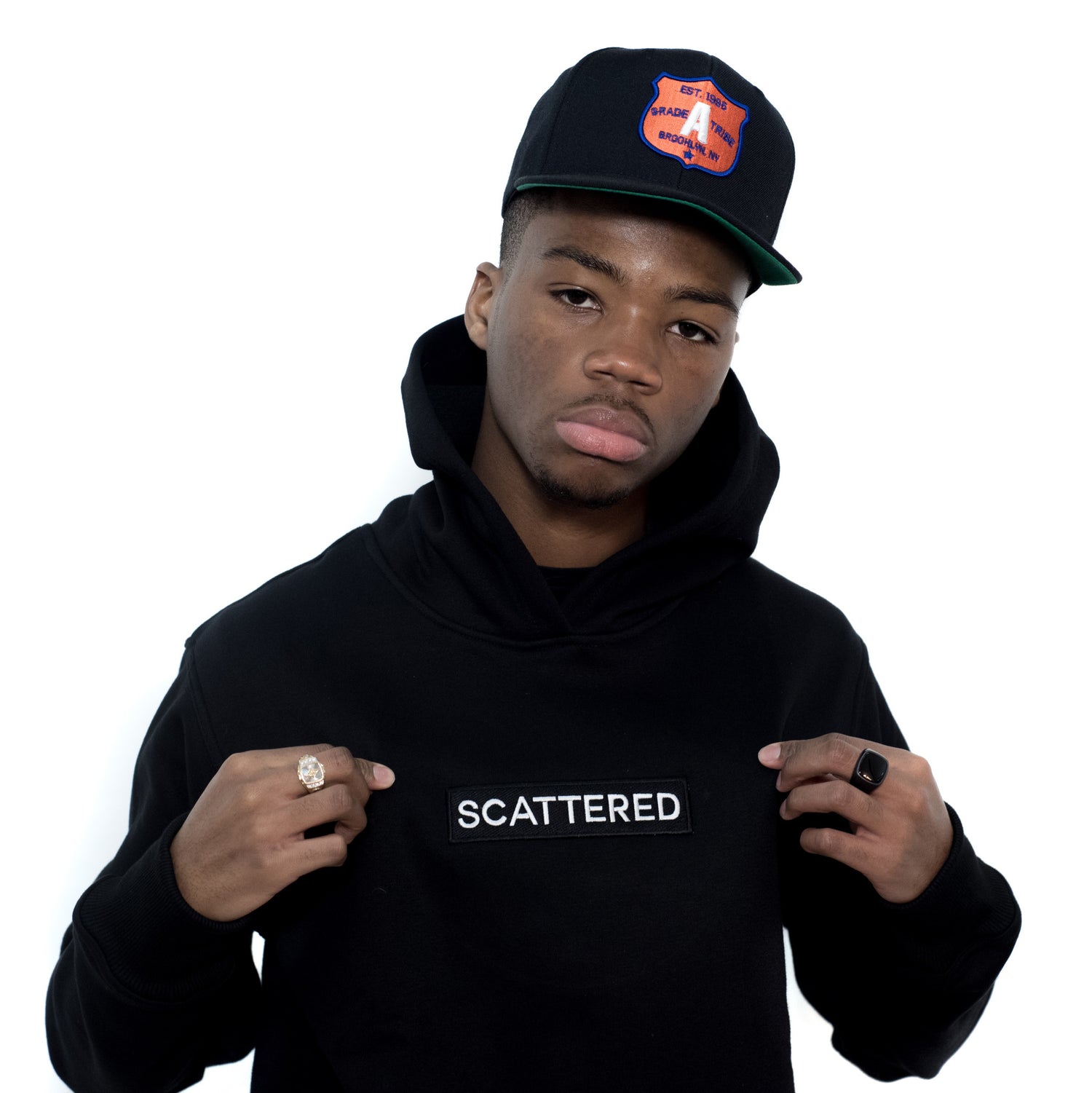 Black Embroidered Box Logo Hoodie Sweatshirt Scattered Streetwear Clothing Brand | Supreme, Stro the Mc, Grade A Tribe