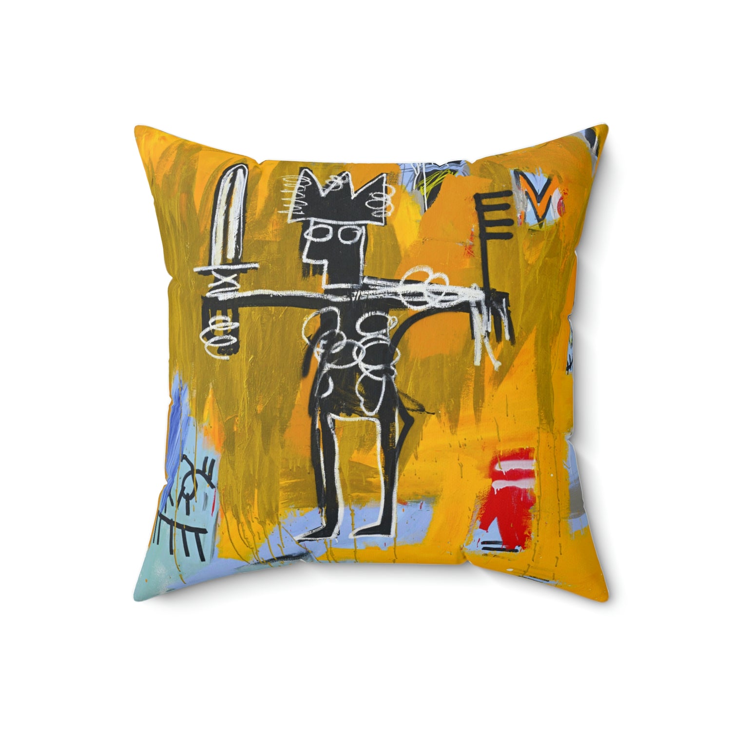 Jean-Michel Basquiat "Julius Caesar on Gold" Artwork Square Throw Pillow