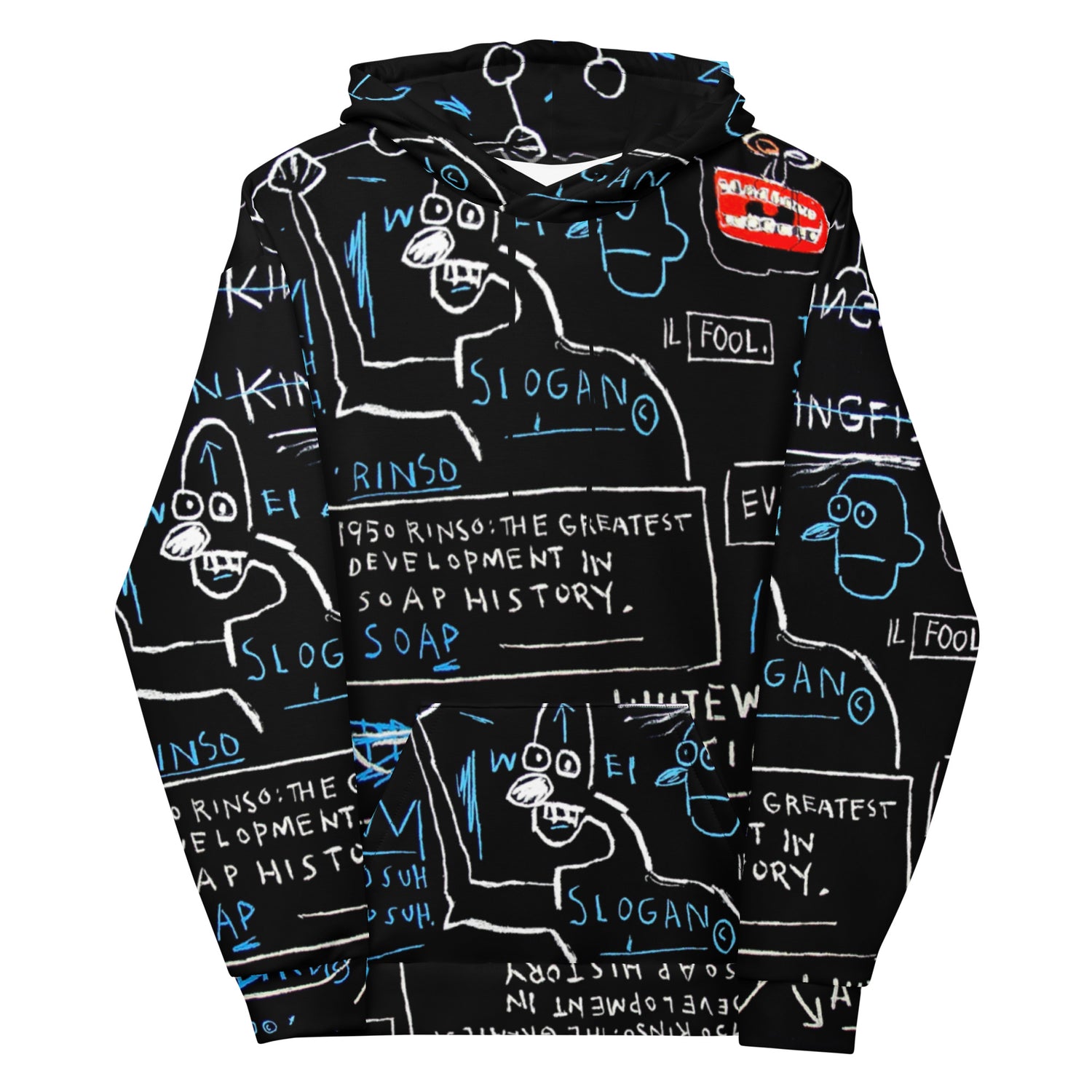 Jean-Michel Basquiat "Rinso" Artwork Printed Premium Streetwear Sweatshirt Hoodie Black Graffiti Harajuku