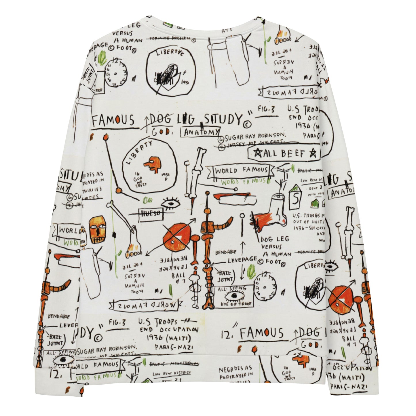 Jean-Michel Basquiat "Dog Leg Study" Artwork Printed Premium Streetwear Crewneck Sweatshirt Harajuku Graffiti
