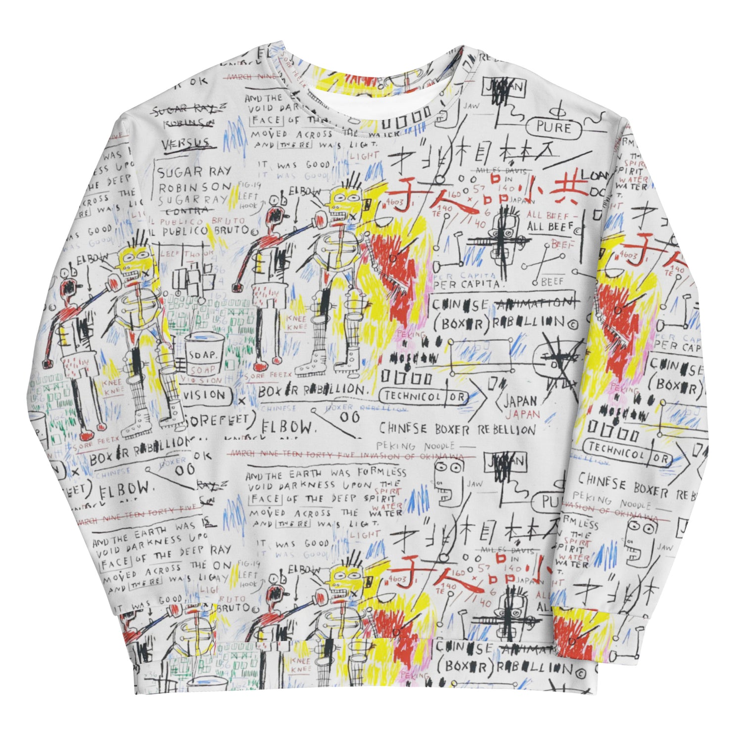 Jean-Michel Basquiat "Boxer Rebellion" Artwork Printed Premium Streetwear Crewneck Sweatshirt Harajuku Graffiti