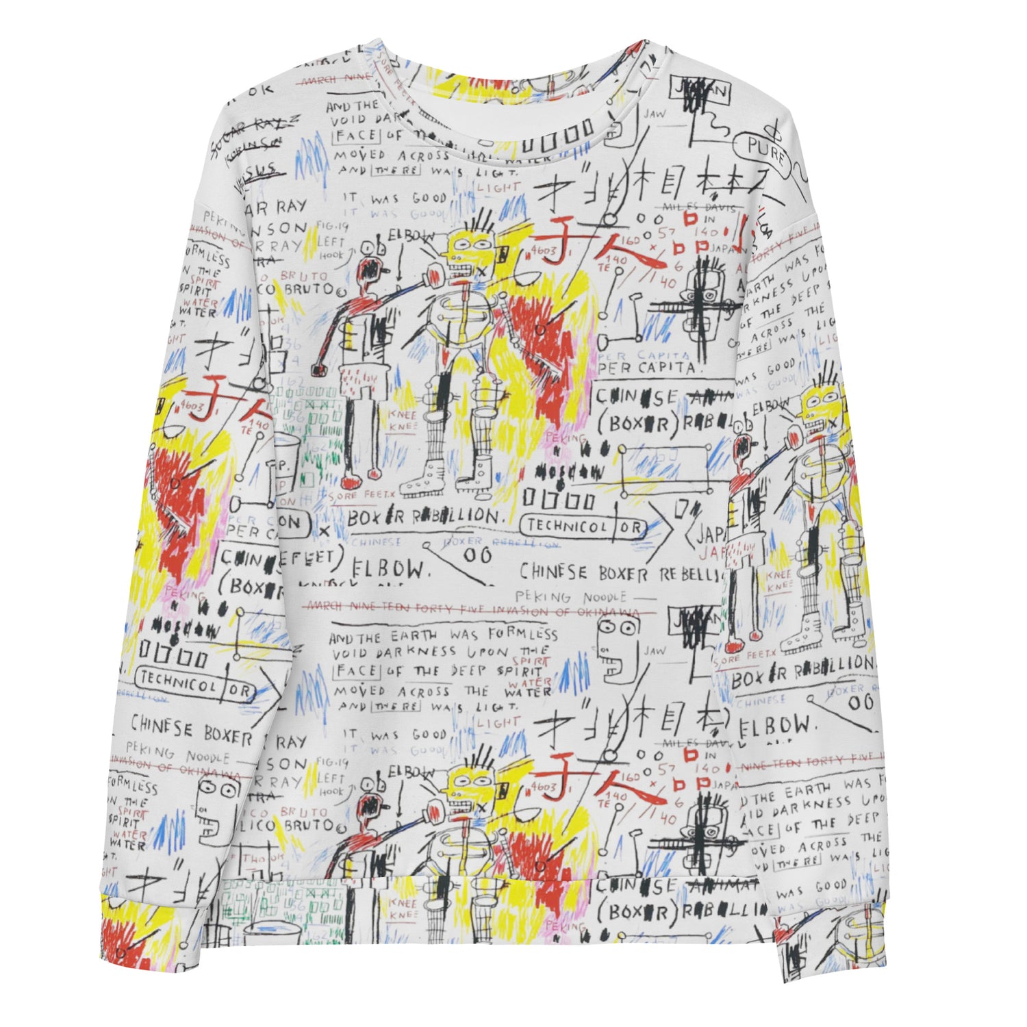Jean-Michel Basquiat "Boxer Rebellion" Artwork Printed Premium Streetwear Crewneck Sweatshirt Harajuku Graffiti