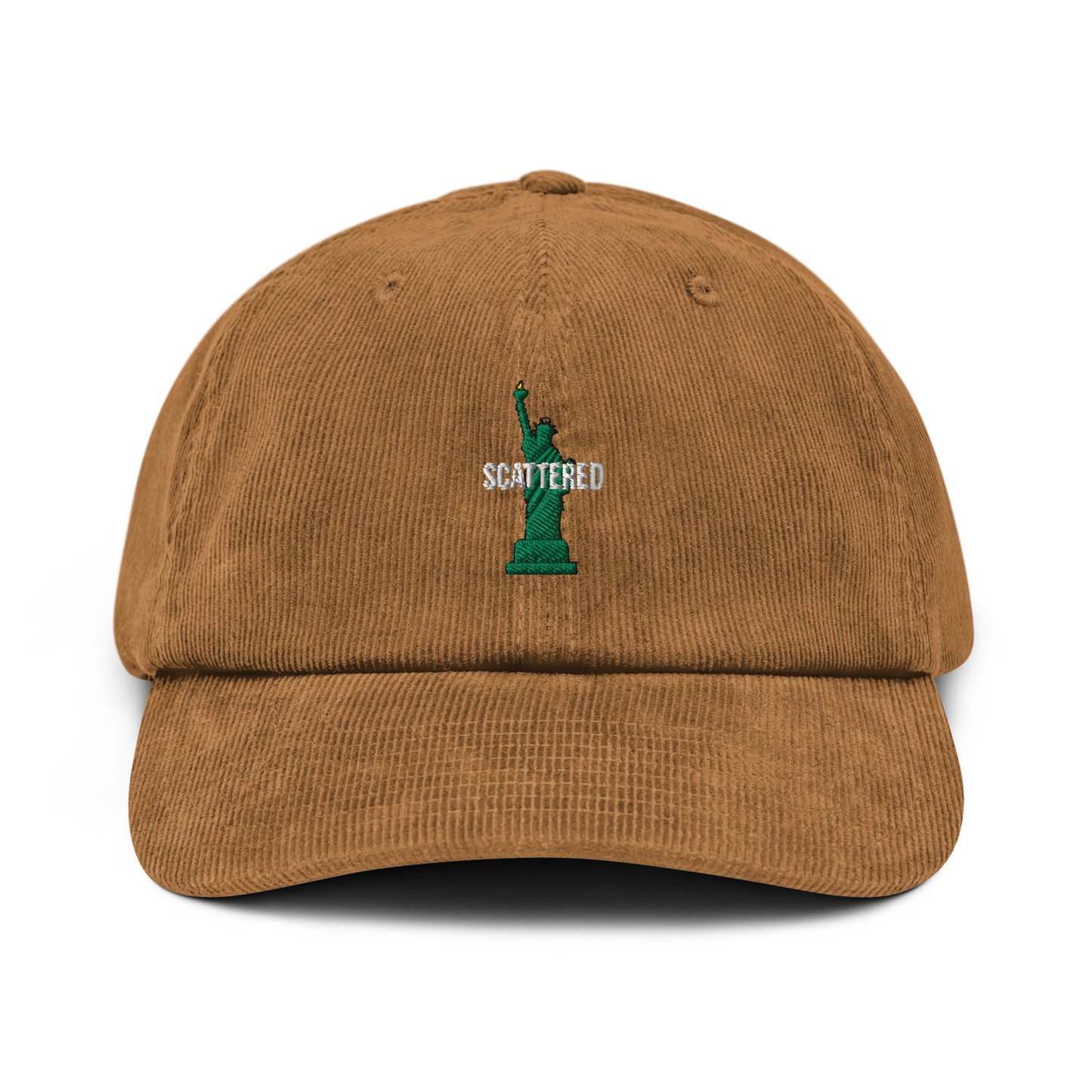 Statue of Liberty Logo Embroidered Corduroy Dad Hat