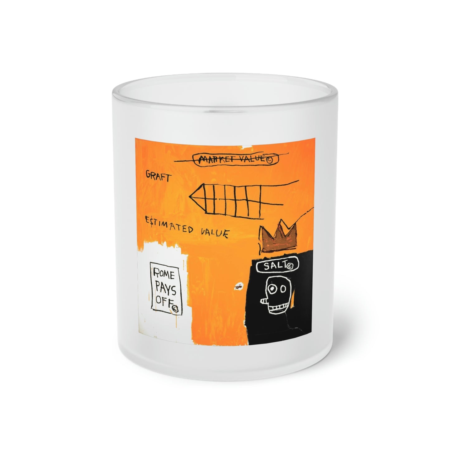 Jean-Michel Basquiat "Rome Pays Off" Frosted Glass Mug