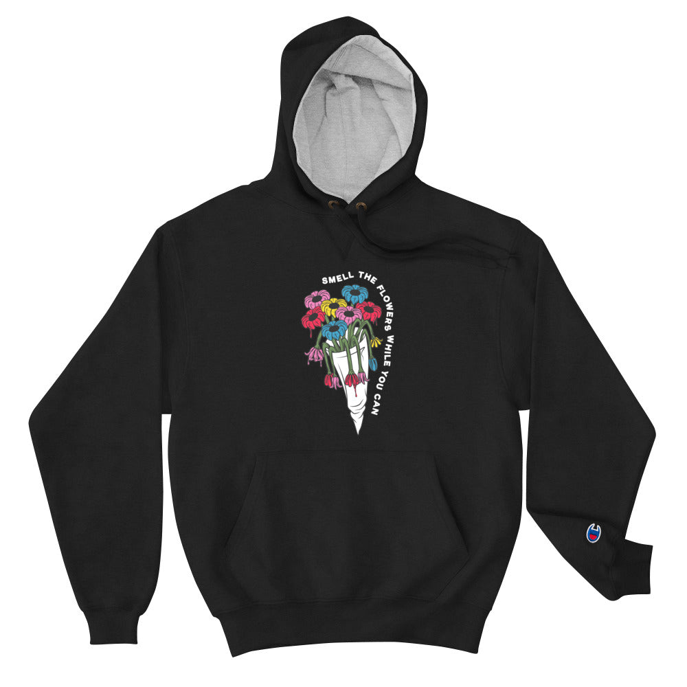 Scattered x Dripped Gawd "Smell the Flowers" Champion Hoodie Sweatshirt
