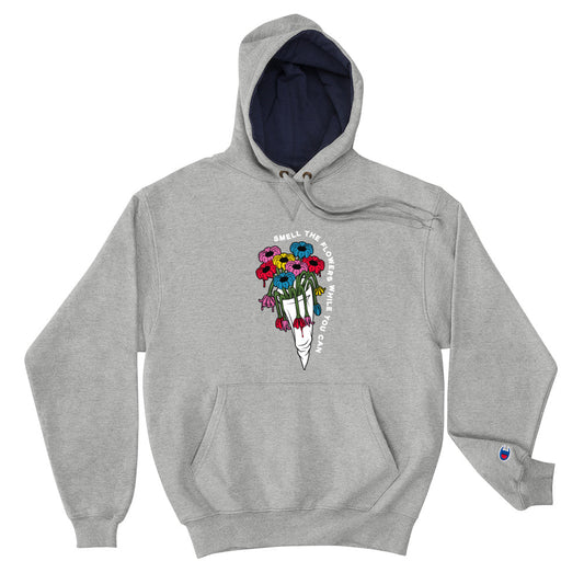 Scattered x Dripped Gawd "Smell the Flowers" Champion Hoodie Sweatshirt