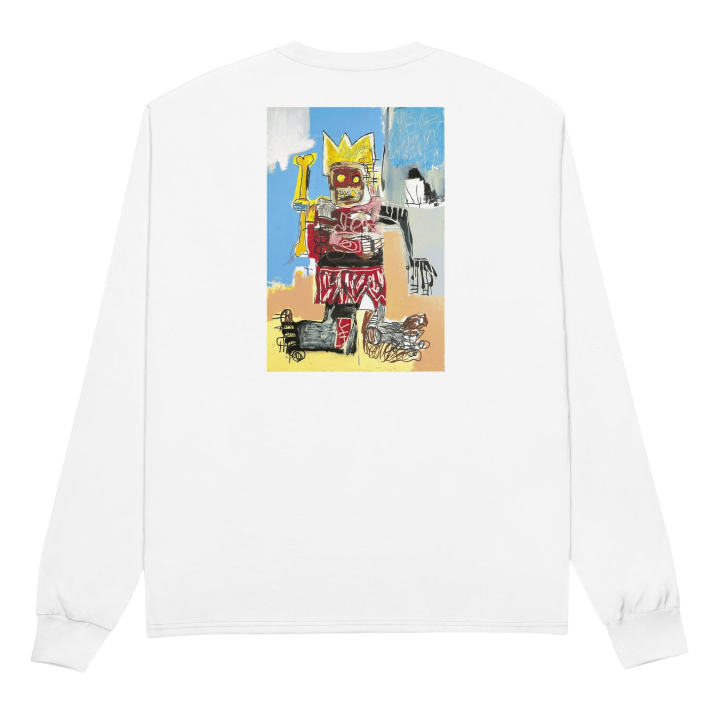 Jean-Michel Basquiat "Untitled" Artwork Embroidered + Printed Premium Champion Streetwear Long Sleeve Shirt White