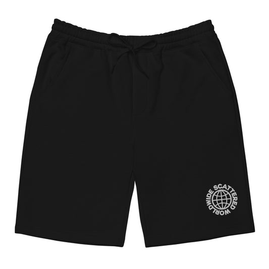 White Embroidered Worldwide Logo Shorts