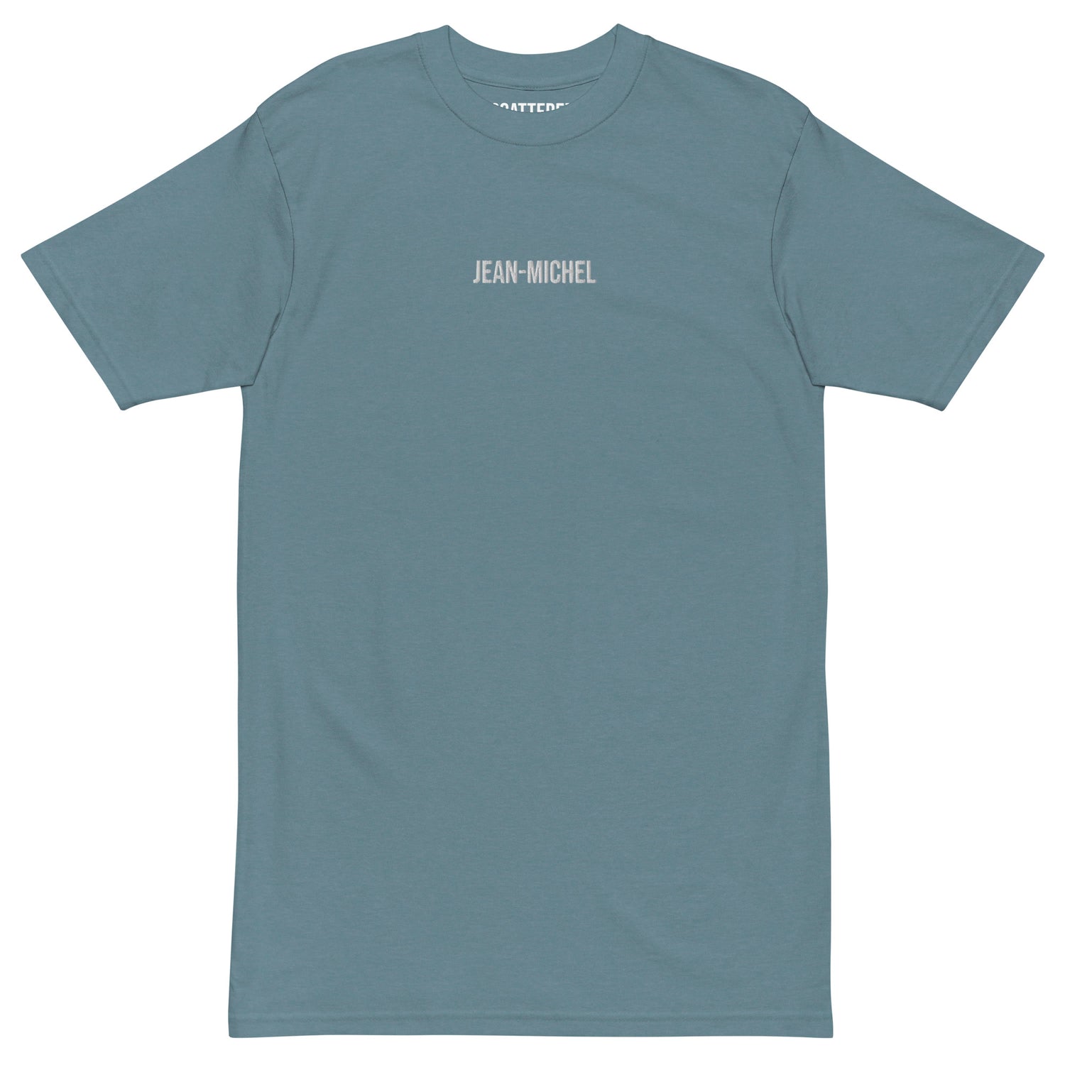 Jean-Michel Basquiat "The Ring" 1981 Artwork Embroidered + Printed Premium Streetwear T-shirt Agave Blue