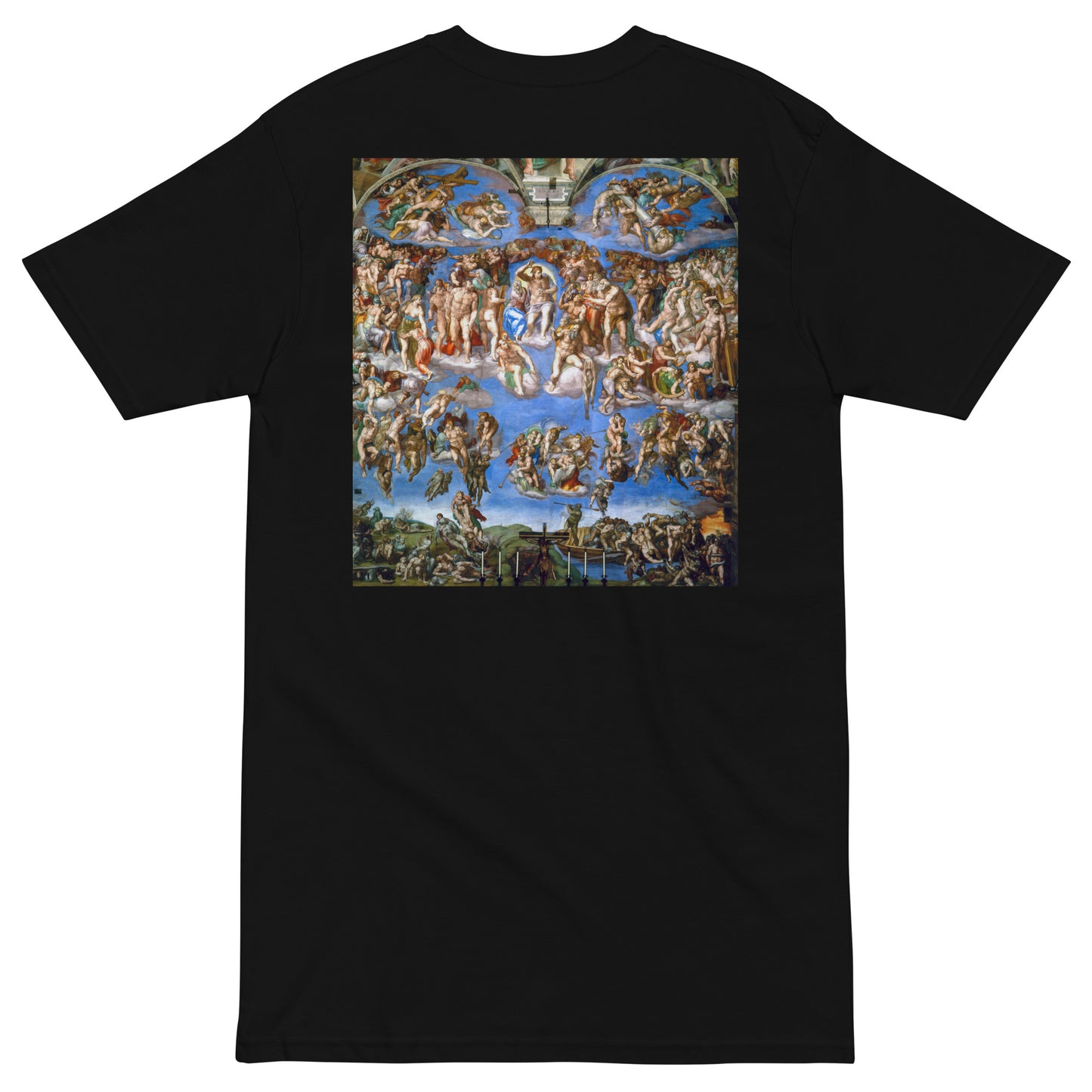 Michelangelo Buonarroti's The Last Judgment Embroidered + Printed Premium Christian Streetwear T-shirt