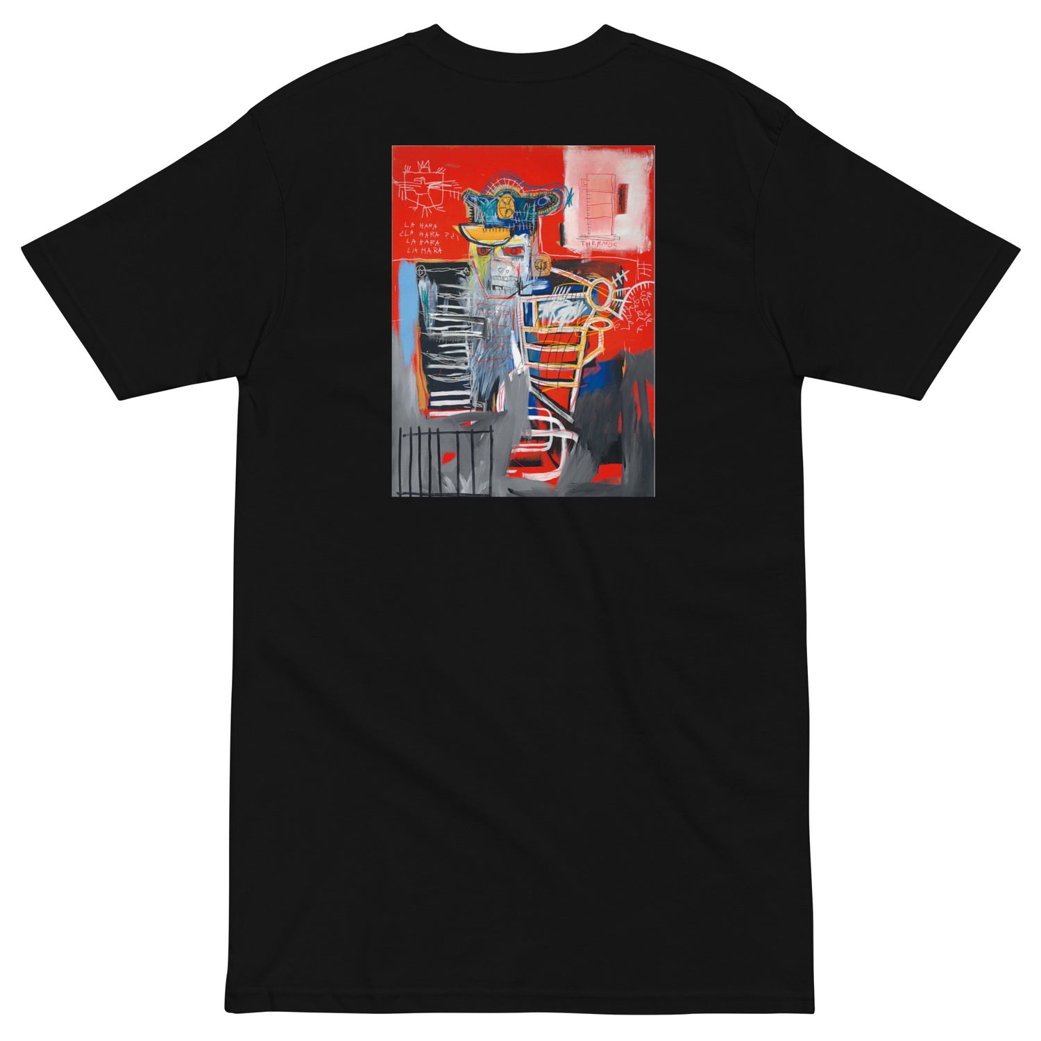 Jean-Michel Basquiat "La Hara" 1981 Artwork Embroidered + Printed Premium Streetwear Black T-shirt 