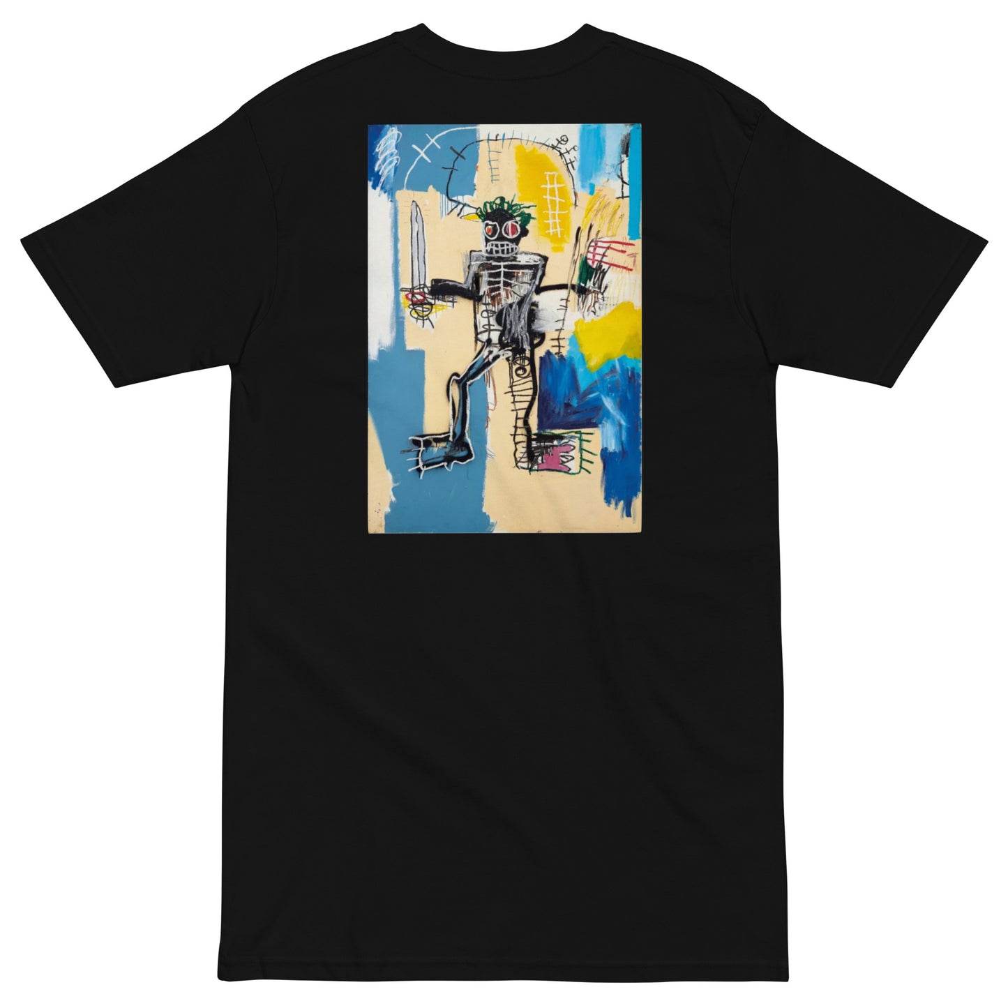 Jean-Michel Basquiat "Warrior" 1982 Artwork Embroidered + Printed Premium Streetwear T-shirt Black