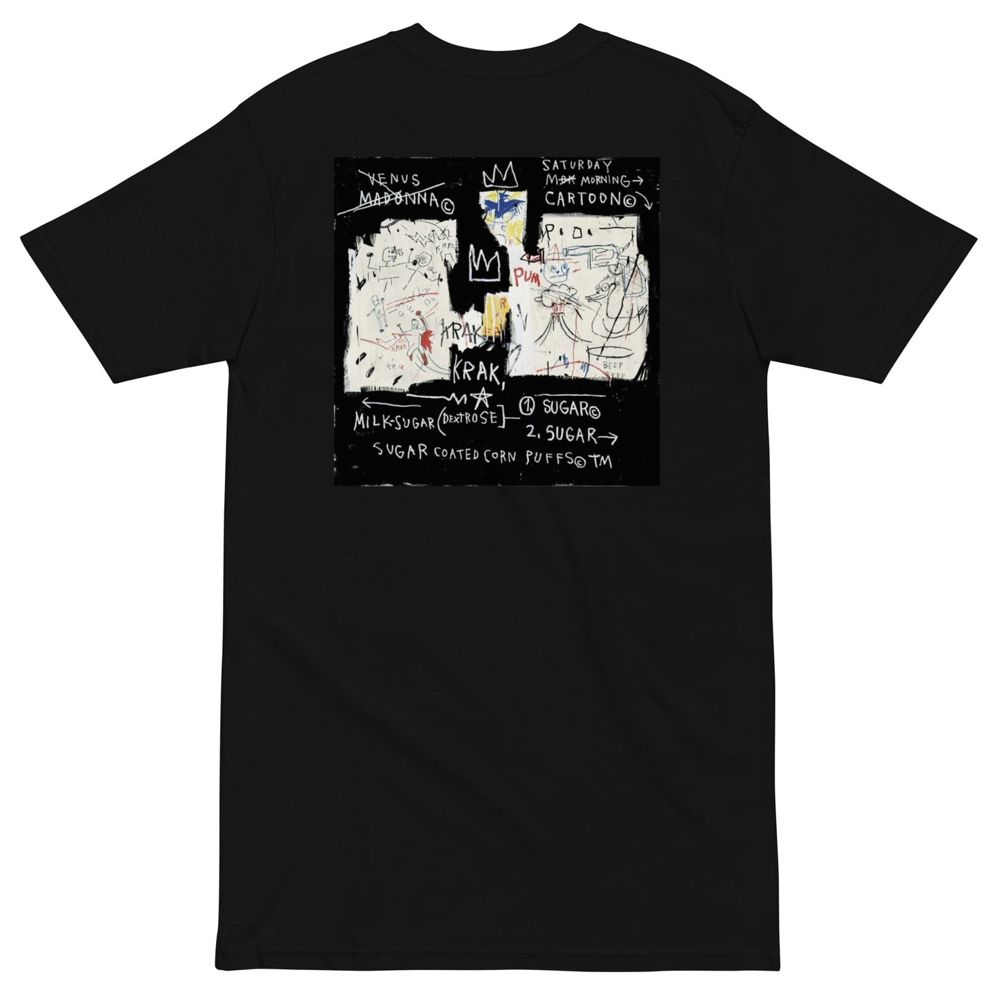 Jean-Michel Basquiat "A Panel of Experts" 1982 Artwork Printed Premium Streetwear Crewneck T-shirt Black