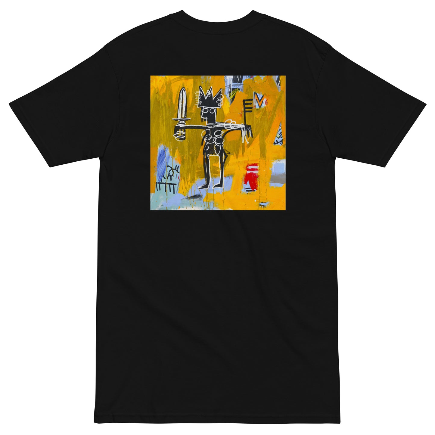 Jean-Michel Basquiat "Julius Caesar on Gold" Artwork Printed Premium Streetwear Crewneck T-shirt Black