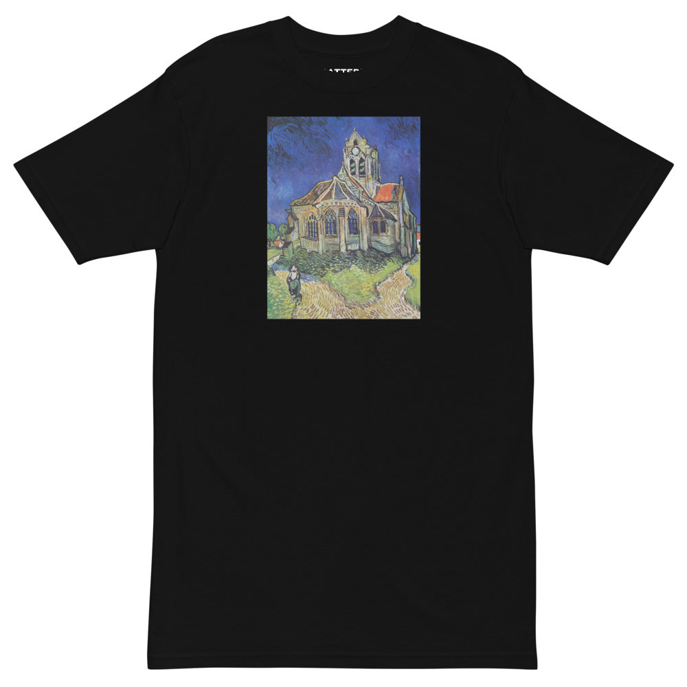 Vincent Van Gogh The Church at Auvers Painting Printed Premium Black T-shirt Streetwear