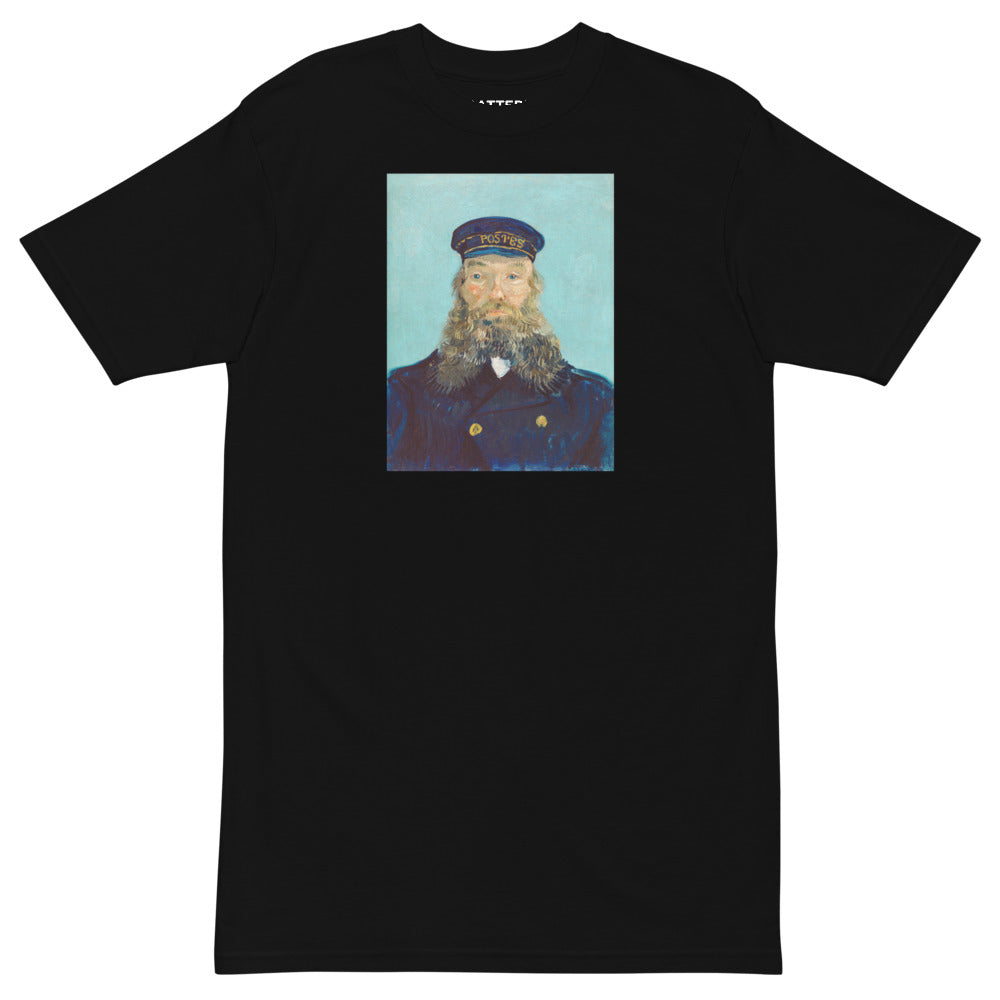 Vincent Van Gogh Portrait of Postman Roulin Painting Printed Premium Black T-shirt Streetwear
