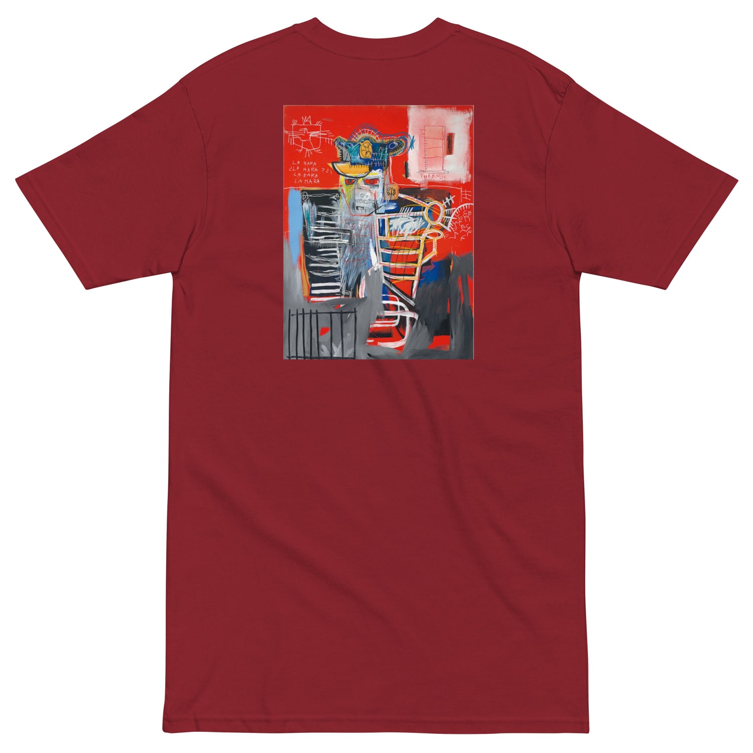 Jean-Michel Basquiat "La Hara" 1981 Artwork Embroidered + Printed Premium Streetwear Red T-shirt