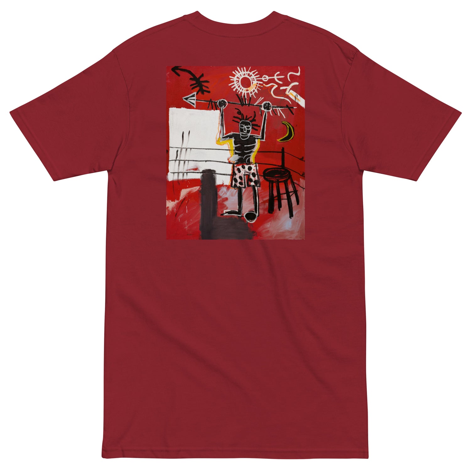Jean-Michel Basquiat "The Ring" 1981 Artwork Embroidered + Printed Premium Streetwear T-shirt Red
