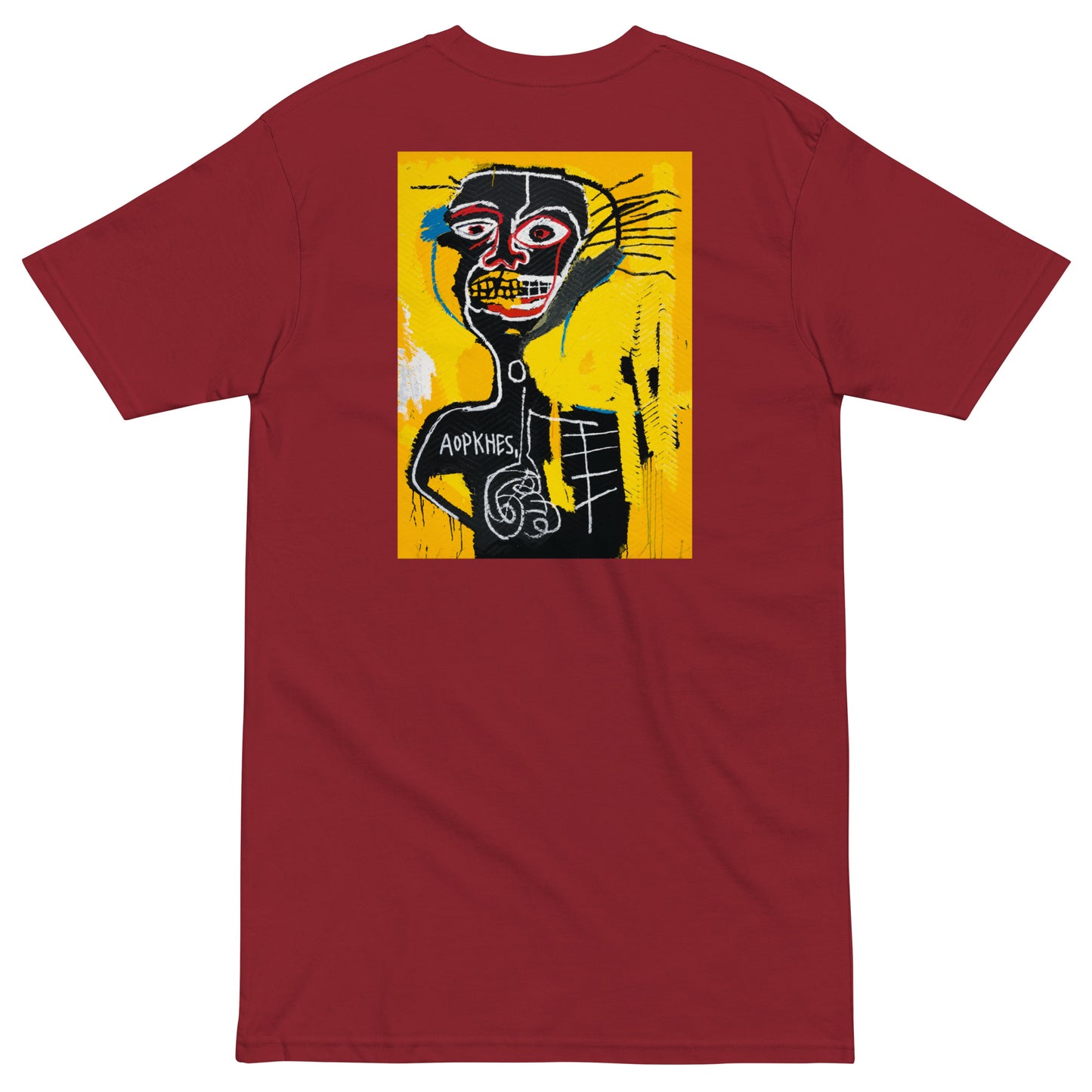 Jean-Michel Basquiat "Cabeza" Artwork Printed Premium Streetwear Crewneck T-shirt Red