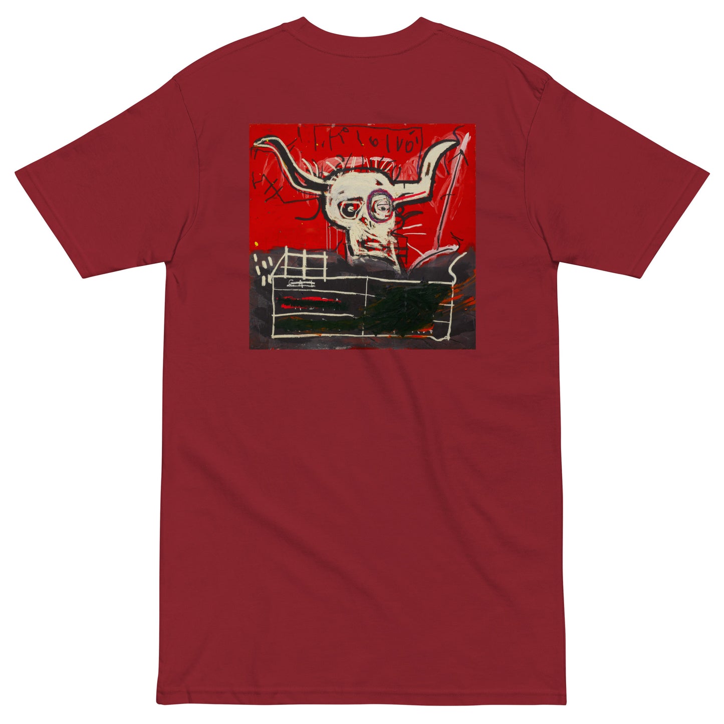 Jean-Michel Basquiat "Cabra" Artwork Printed Premium Streetwear Crewneck T-shirt Red