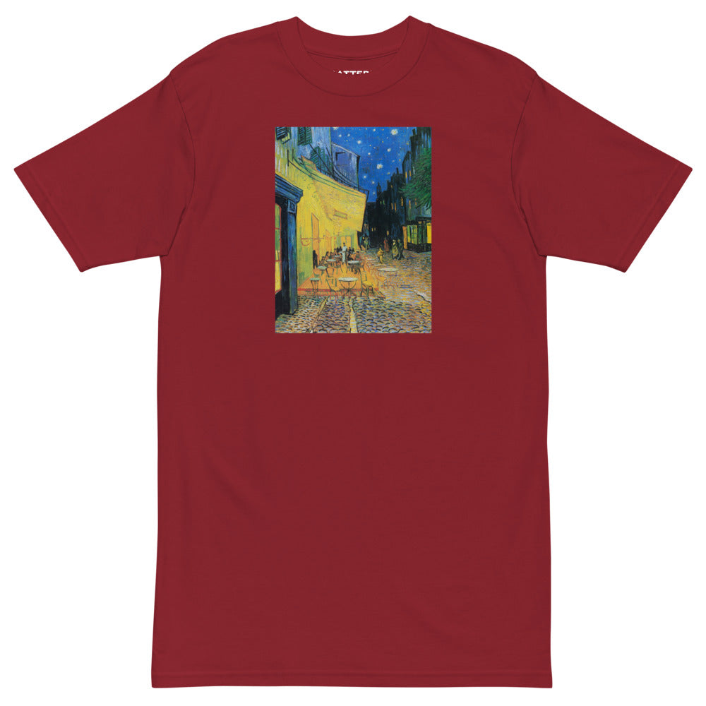 Vincent Van Gogh Café Terrace at Night Painting Printed Premium Red T-Shirt Streetwear