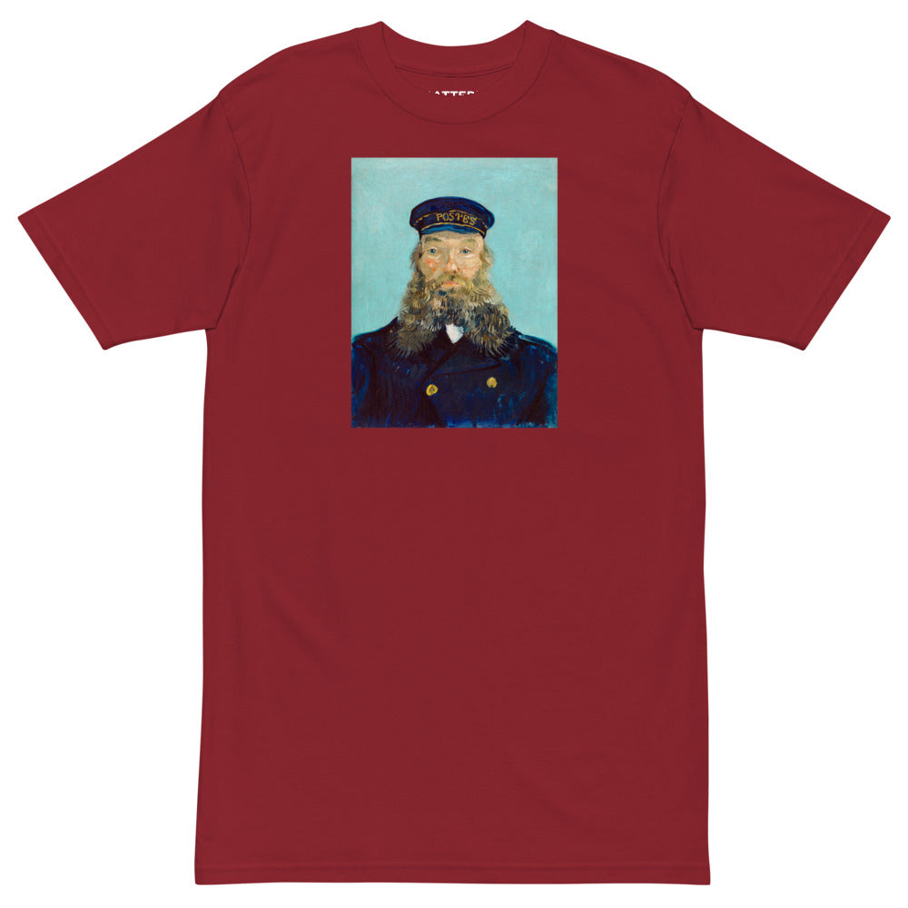 Vincent Van Gogh Portrait of Postman Roulin Painting Printed Premium Red T-shirt Streetwear
