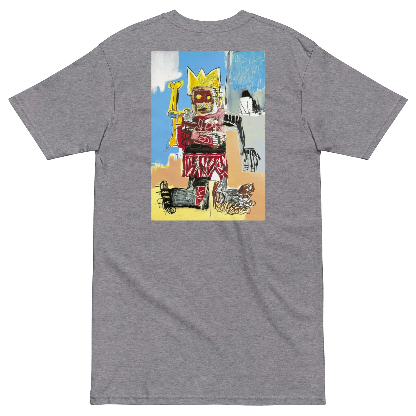 Jean-Michel Basquiat "Untitled" 1982 Artwork Embroidered + Printed Premium Streetwear T-shirt Grey